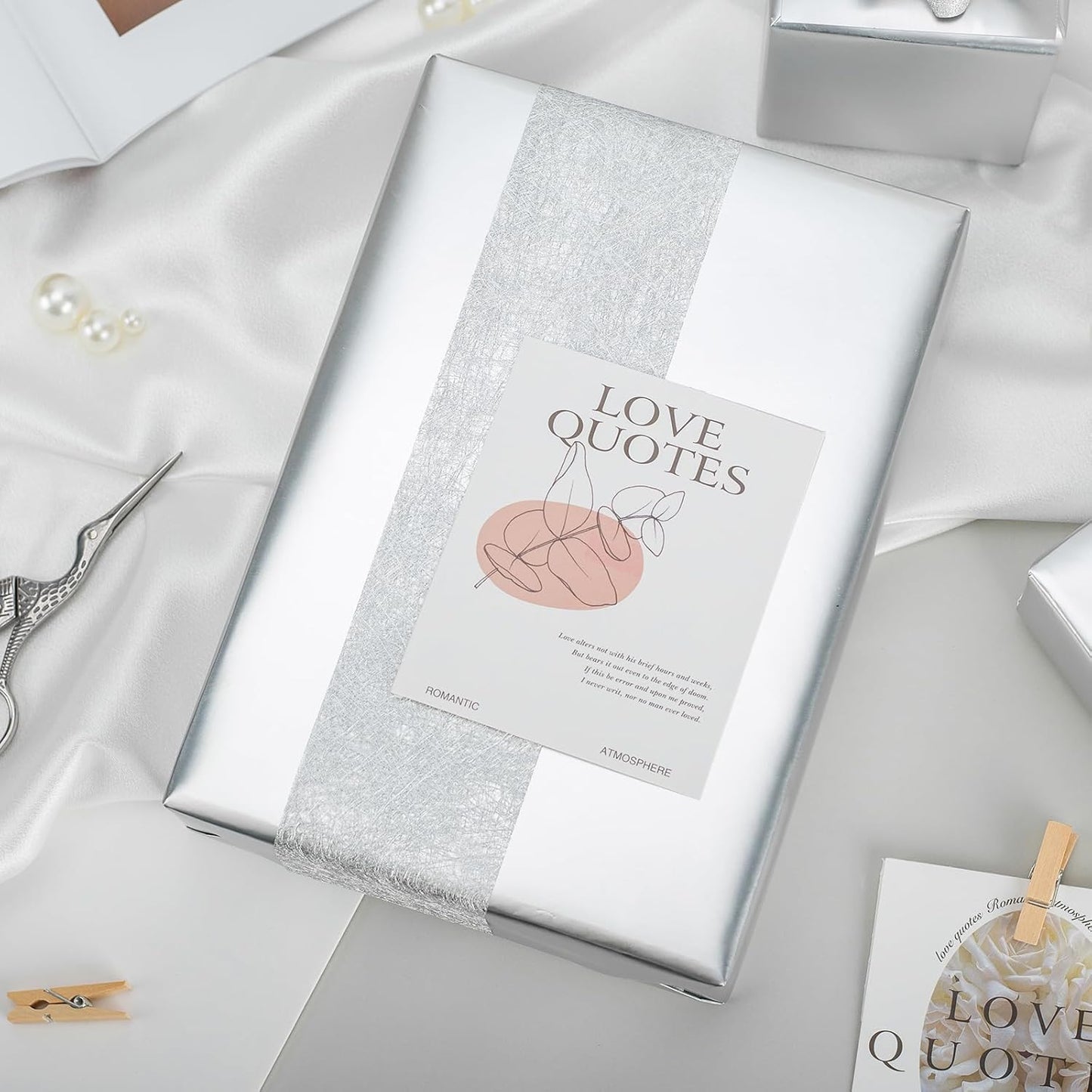 Garbendy Silver Wrapping Paper - Solid Color Metallic Sparkle Paper Perfect for Birthday, Wedding, Baby Shower, Party - 17 Inch X 33 Feet