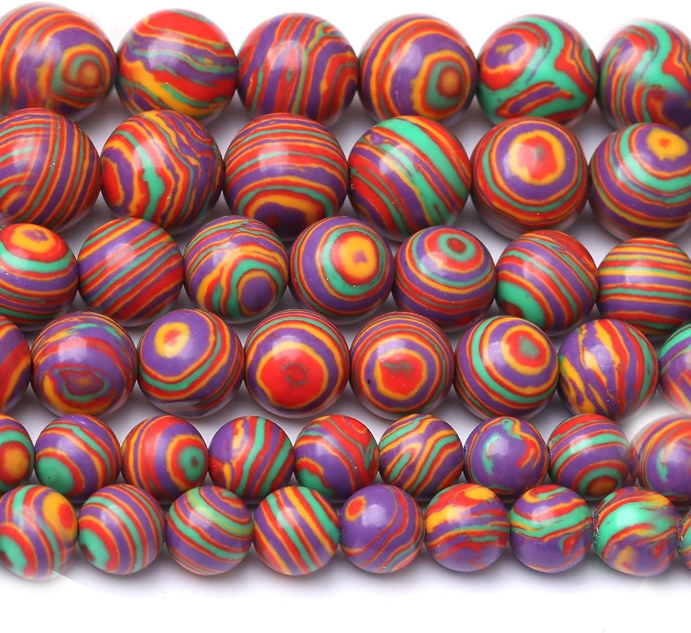 Painted Peacock Turquoise Stone Beads Gemstone Round Crystal Energy Jade Beads Stone Beads for Jewelry Making DIY Bracelet Necklace Jewelry Making 1 Strand 15.5inch 60PCS 6MM