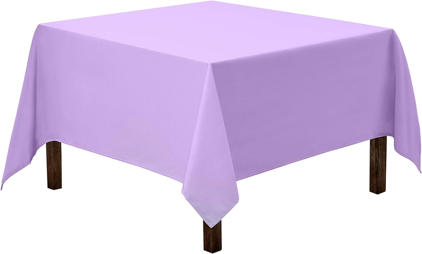 Gee Di Moda Square Tablecloth - 70 x 70 Inch Lavender Table Cloth for Medium Square or Round Tables - Heavy Duty Washable Fabric - for Buffet Table, Holiday Party, Dinner, Wedding & Baby Shower