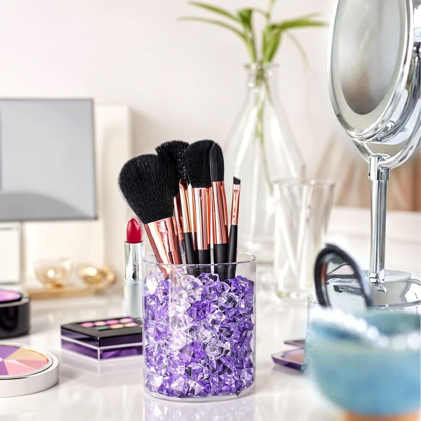 DomeStar 150PCS Fake Ice, Vase Filler Purple Fake Diamonds Plastic Clear Gems Crystals for Table Scatter Decoration