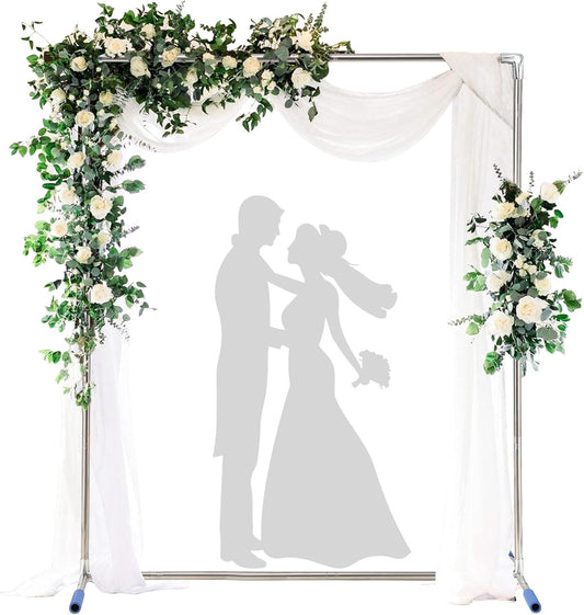 Arch Backdrop Stand,7x4 FT Metal Wedding Square Backdrop Stands for Ceremony Square Stainless Steel Backdrop Stand for Parties,Wedding,Birthday,Anniversary,Baby Shower,Garden Decoratip