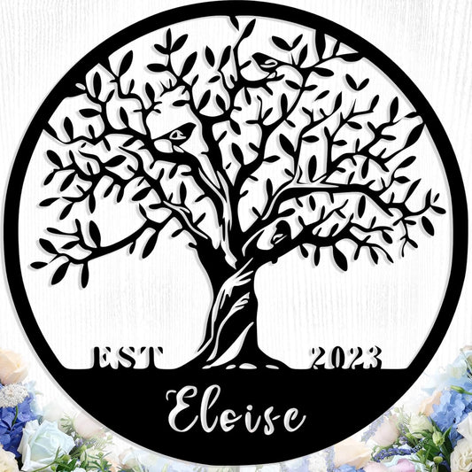 Personalized Tree of Life Metal Sign Wall Art Decor, Custom Wedding Gifts for Couples, Custom Family Name Sign, Christmas Valentine's Day Housewarming Gifts