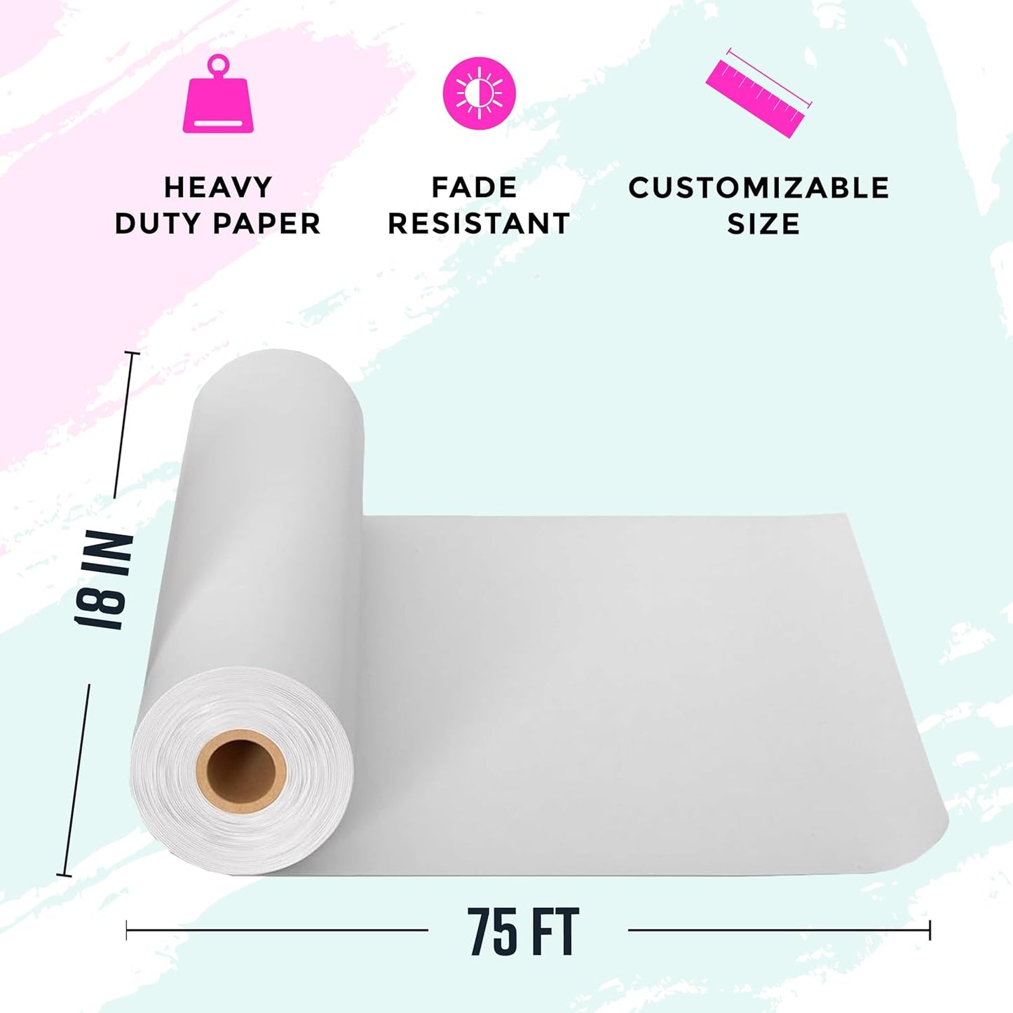 Bryco Goods Kraft Paper Roll - 18” x 75’ (900”) - Pack of 2 - White Easel Paper for Drawing, Painting, Arts & Crafts, Bulletin Boards, and Gift Wrapping - Made in The USA