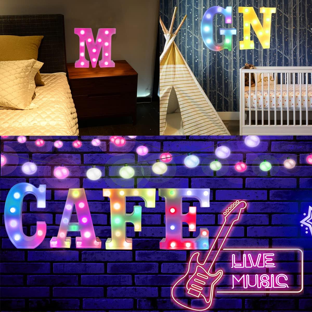 Light Up Colorful LED Marquee Letter lights, 18 Colors Changing Alphabet Letters Sign with Remote Timer for Night Light Girls Bedroom Wedding Birthday Party Lamp Christmas Home Bar Decor- Colorful P