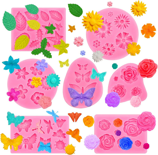 Flower Silicone Molds, Butterfly Silicone Molds Polymer Clay Mold Fondant Cake Mold for Cupcake Cake Decoration DIY Crafts
