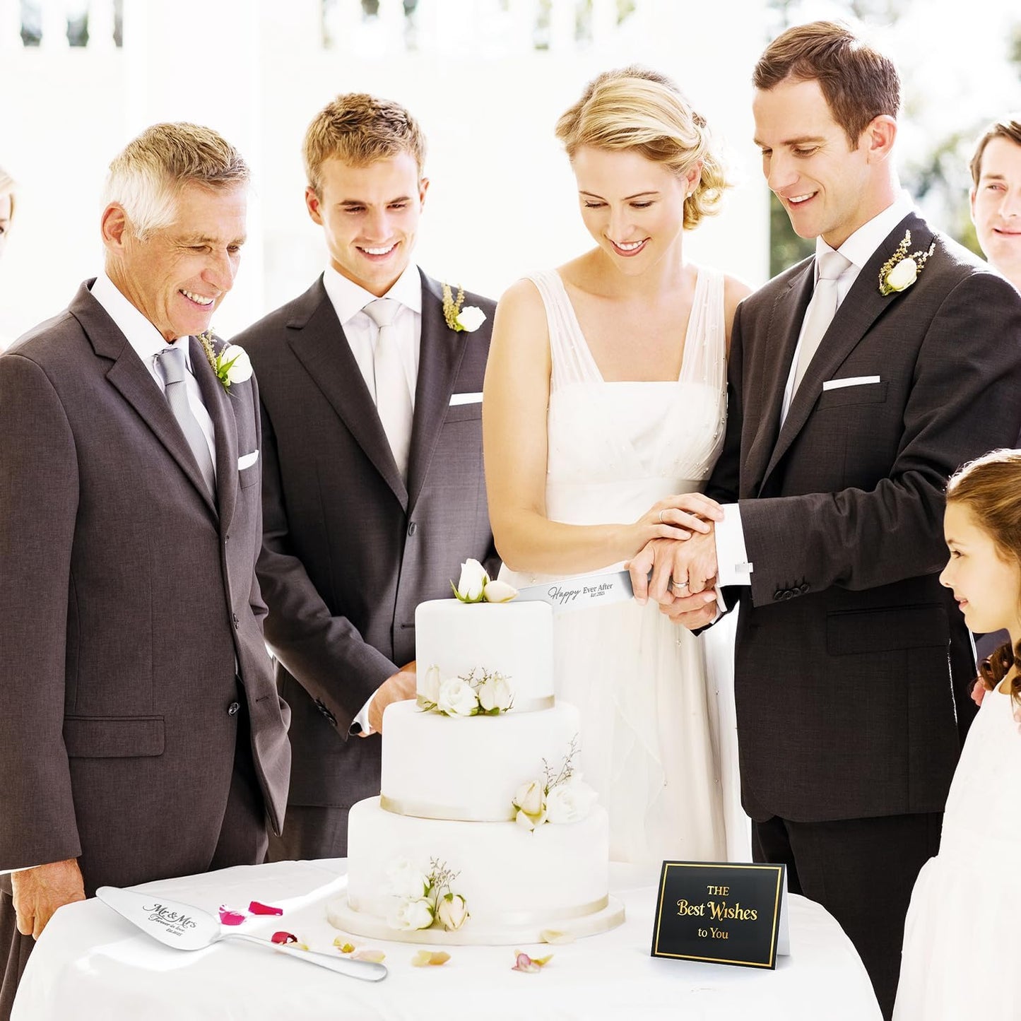 wedding cake knife and server set,Silver wedding cake knife and server set 2025,4Pcs Set with Forks for Engagements, Anniversary Bridal Shower Christmas Gifts.