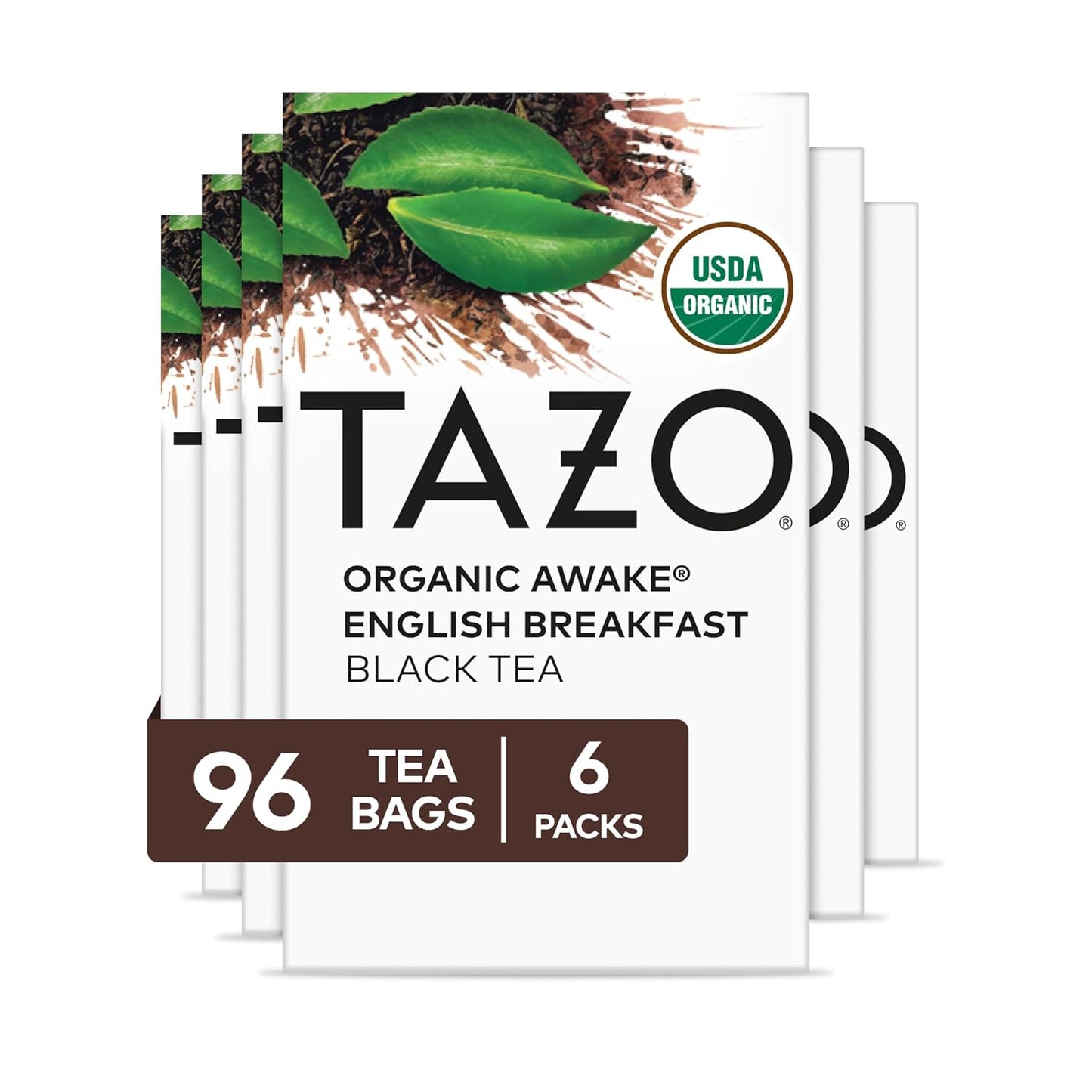 TAZO Organic Awake English Breakfast Black Tea Bags, 96 Total Tea Bags (16ct - Pack of 6)