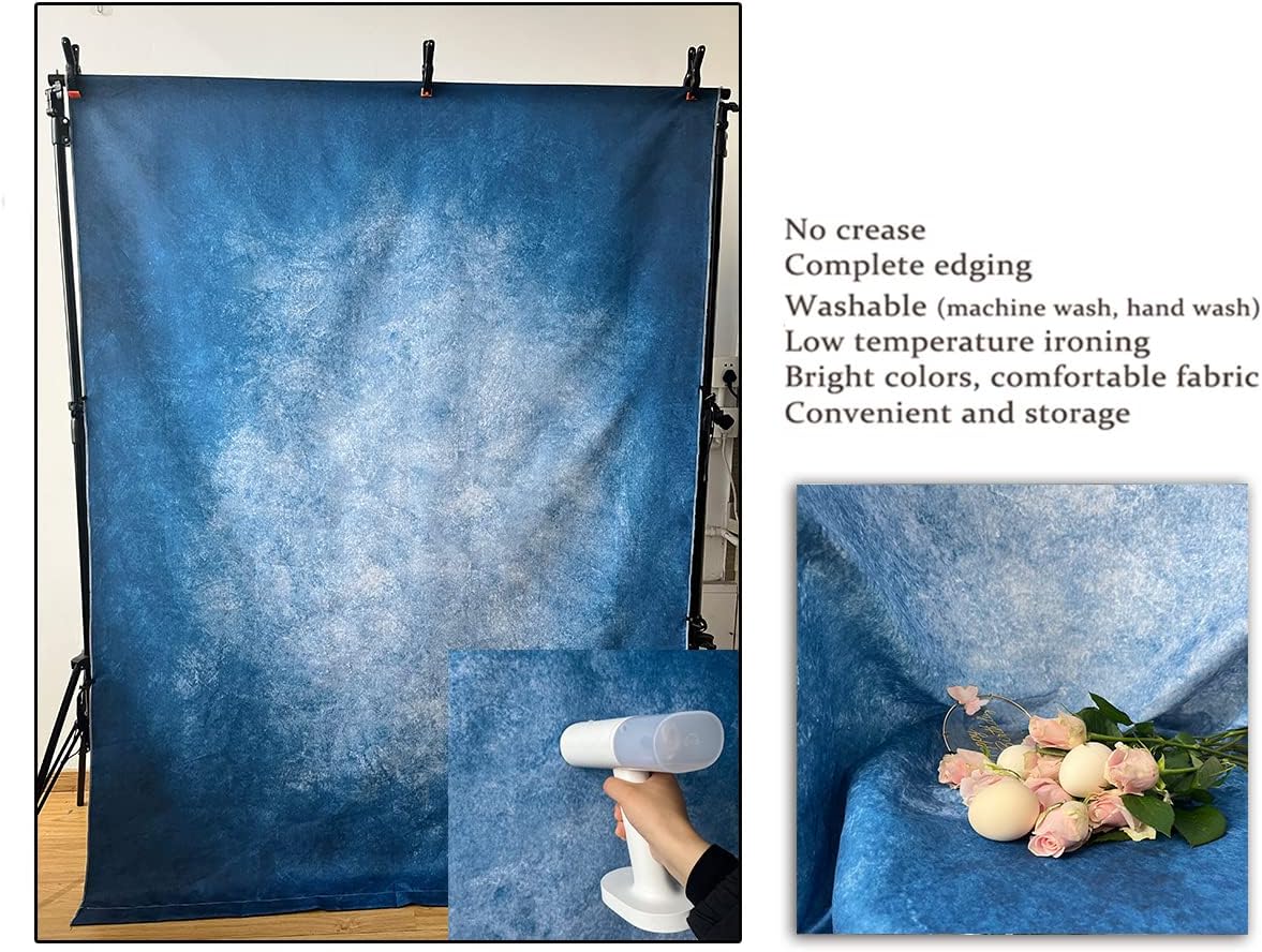 6x9ft Dark Blue Gradient Portrait Photo Backdrops Bright Center Abstract Photography Backdrop for Studio Photo Booth Prop Banner Decor Background