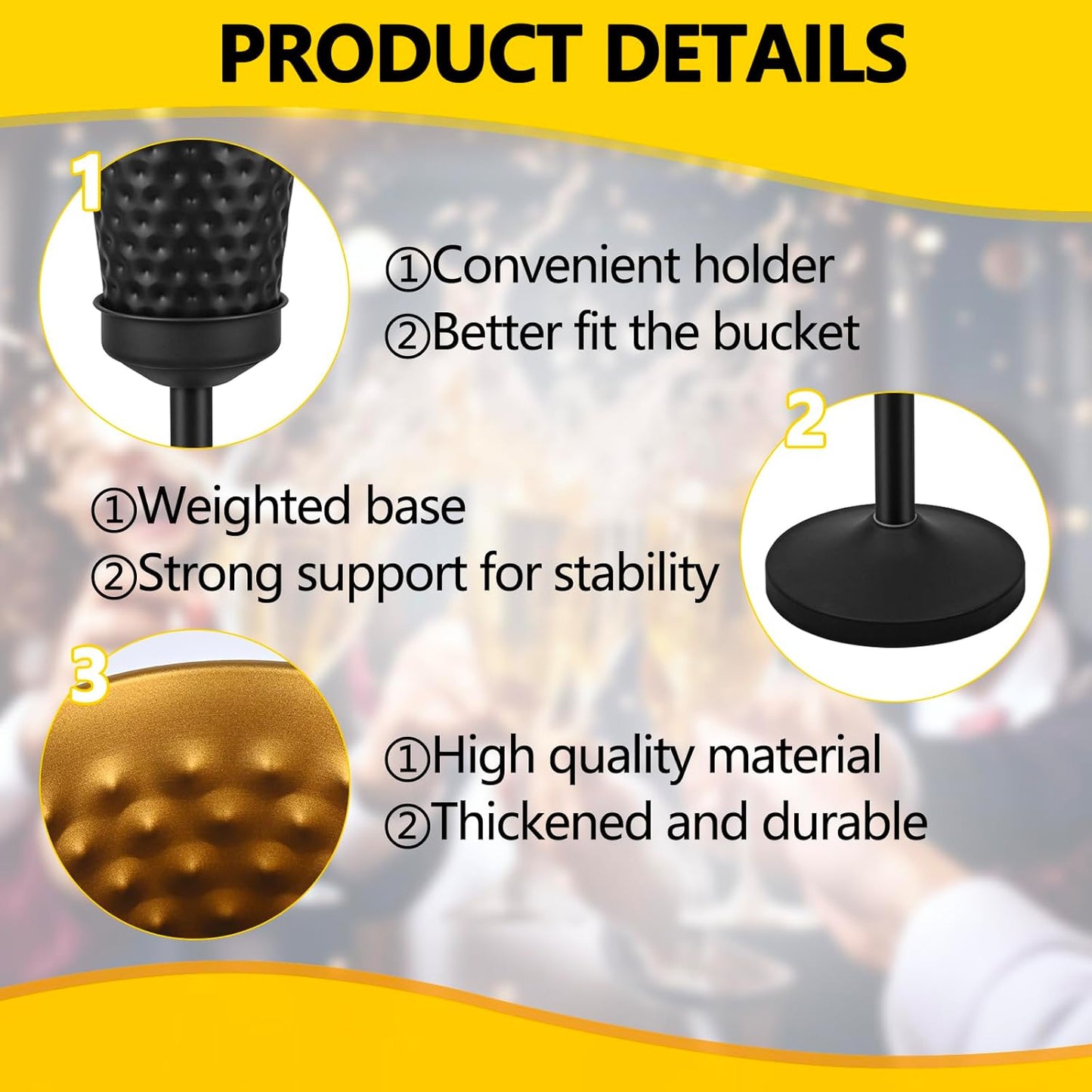 Champagne Bucket with Stand,5L Ice Bucket with Stand,Wine Chiller Bucket,Stainless Steel Champagne Stand for Wedding KTV Club BBQ Party Home Outdoor Black