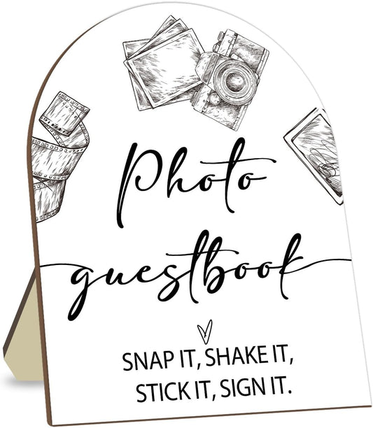 Wedding Photo Guestbook Desk Decor, Minimalism Style Welcome Sign, Bridal Shower Sign, Baby Shower Decoration Supplies, Wedding Reception Plaque with Stand 8 * 10In