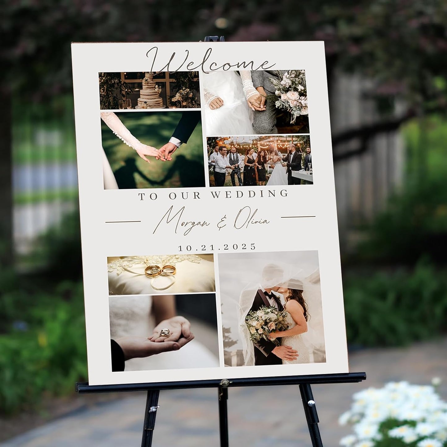 Personalized Wedding Welcome Sign with Photo, Custom Bride & Groom Decor Corrugated Plastic H Stake, Small to Medium Size, Welcome To Our Wedding Sign for Ceremony and Reception