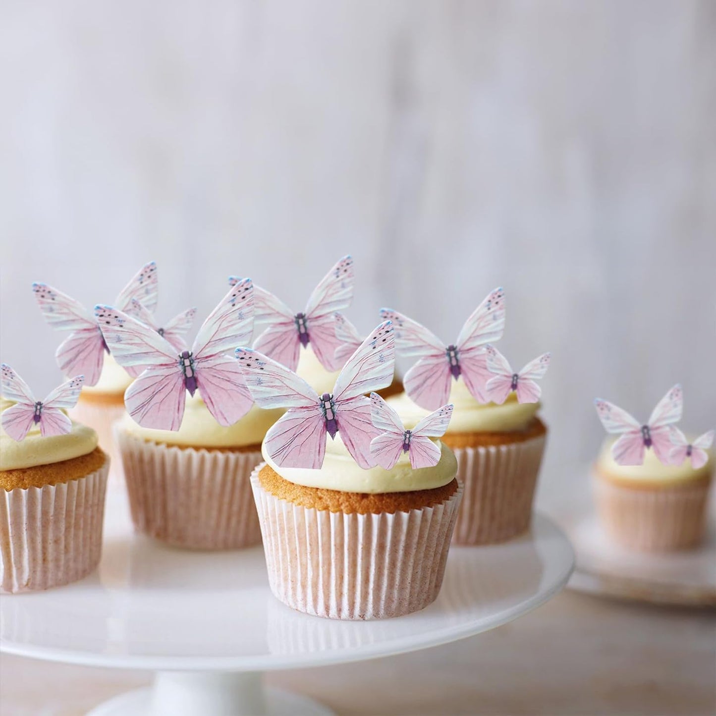 Ephlyn 72Pcs Edible 3D Butterfly Cupcake Toppers Cute Butterfly Picks Realistic 3D Butterfly Cupcake Decorations for Butterfly Theme Baby Shower Bridal Shower Birthday Decorations Purple