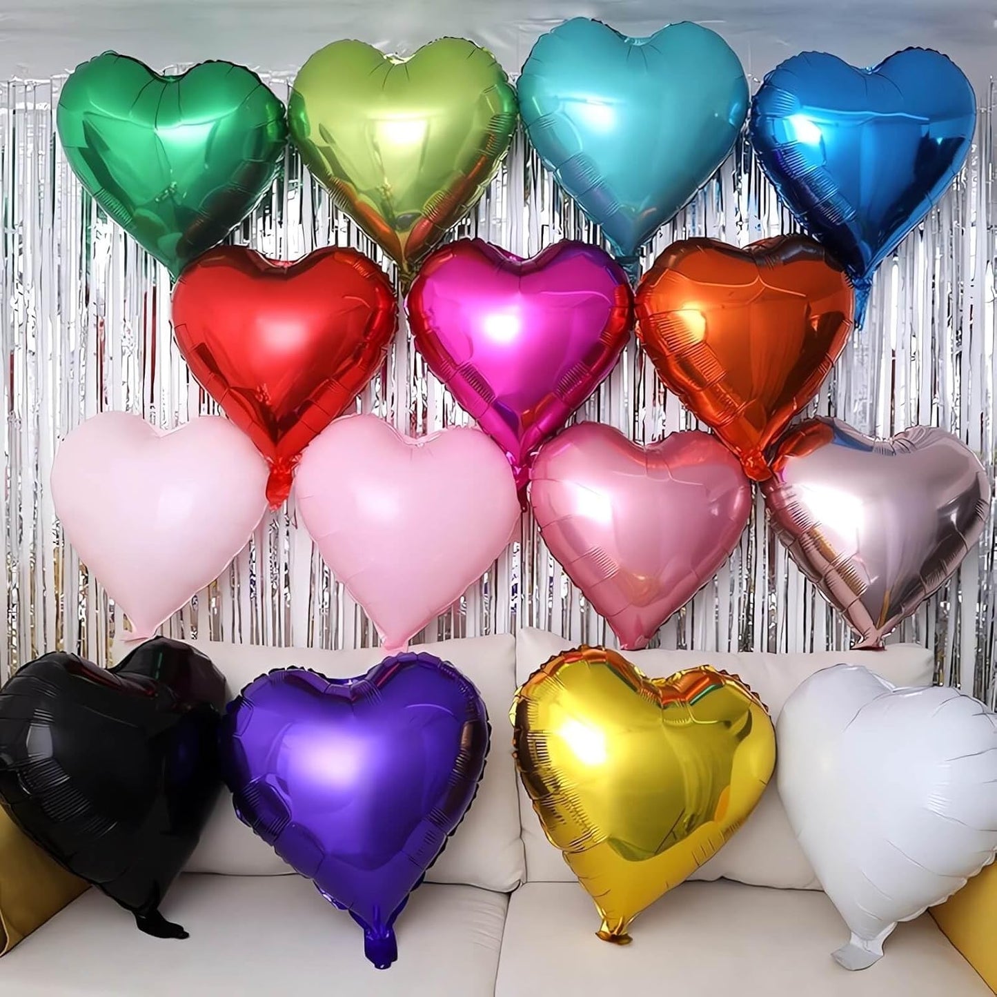 Pink Heart Shaped balloons Pack of 12,18 Inch Love Valentine Balloons Blue Heart Romantic Balloons For Valentines Day Propose Marriage Wedding Bridal Shower Engagement Party Decorations