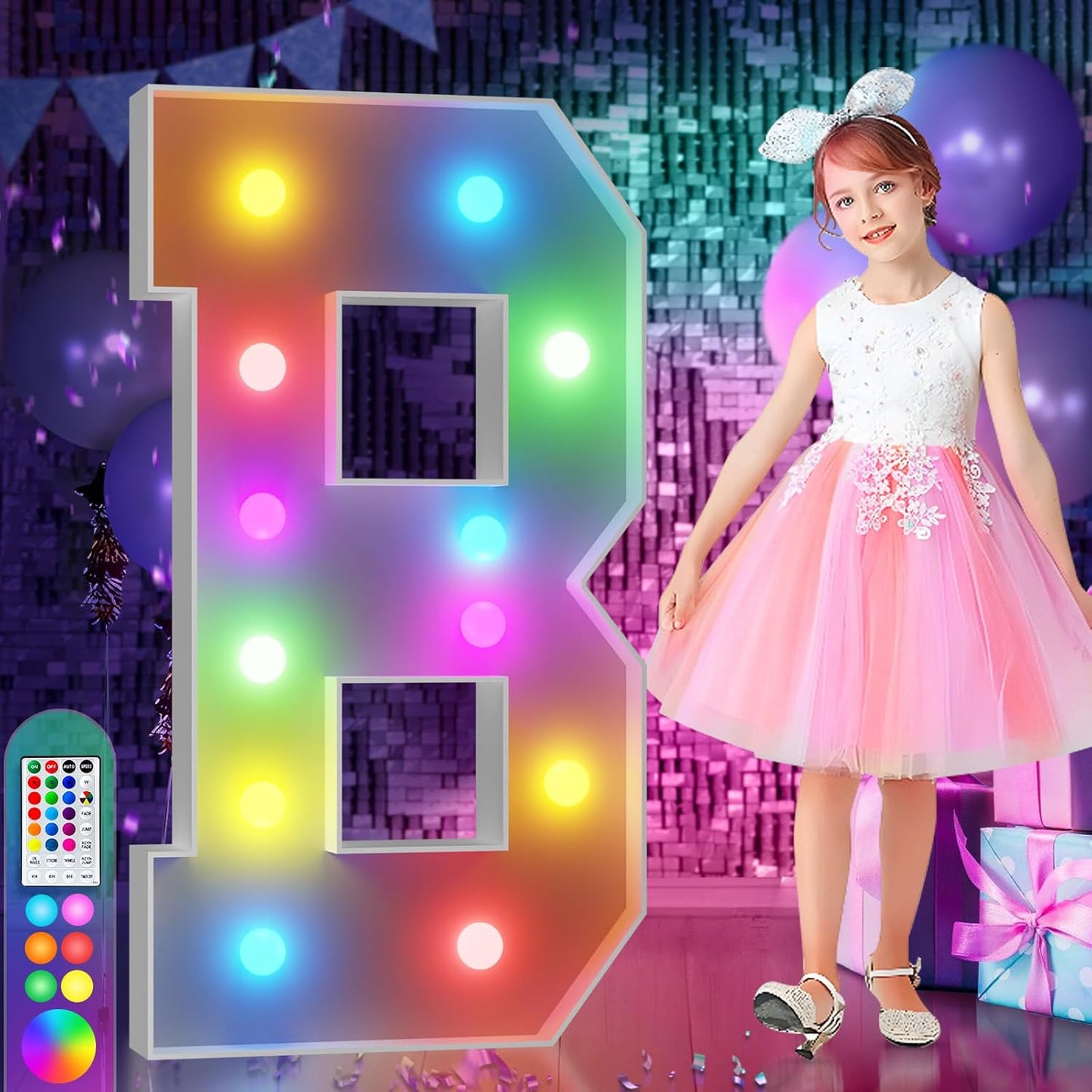 imprsv 4FT Colorful Marquee Light Up Letters B, 18 Colors Large Light up Letters Alphabet Sign with Remote, Large Marry Me Sign, Birthday Party Decorations Baby Shower Anniversary Wedding Decoration