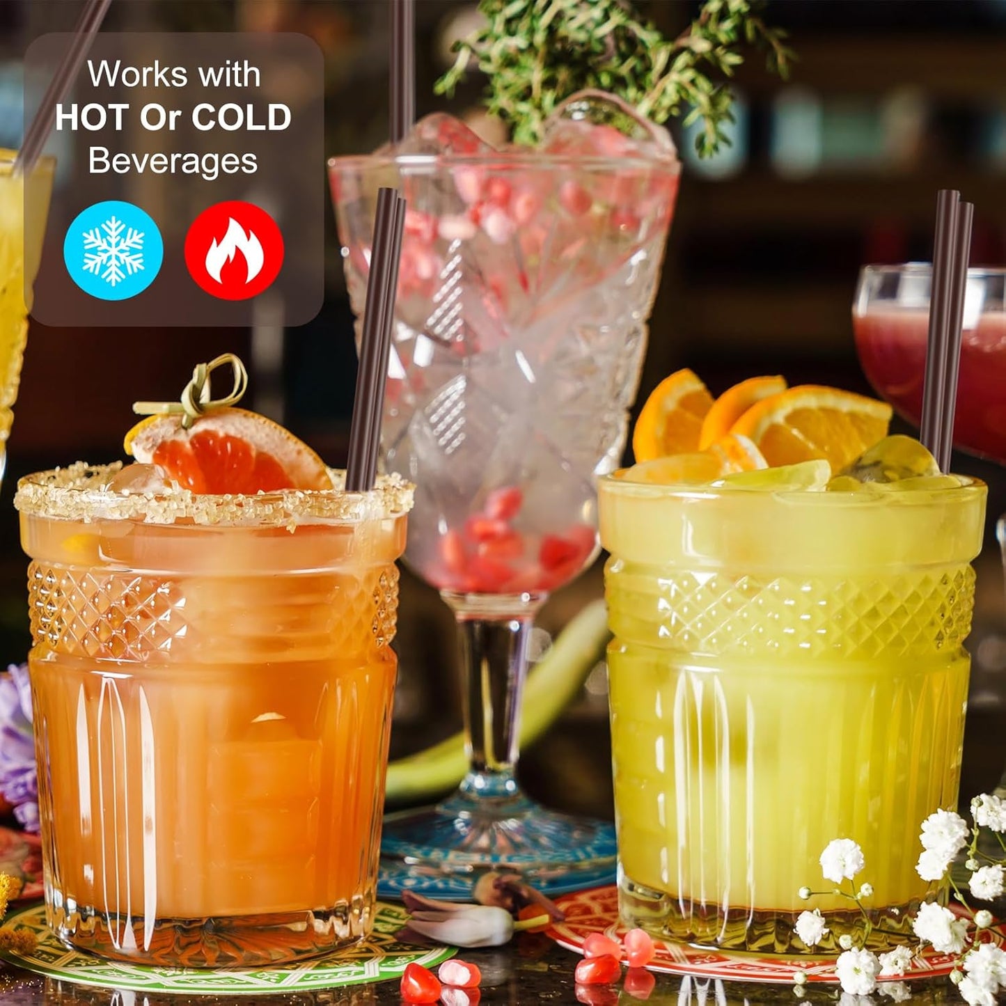 6000 Count Coffee Cocktail Stirrers Straws Disposable Plastic Sip Stir Sticks Cocktail Drink Stirrers Sticks Cups Straws for Bars Juice Drinking(Coffee,5 Inch)