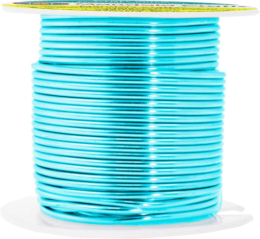 Mandala Crafts 14 Gauge Anodized Aluminum Craft Wire for Jewelry Making - 60 FT Colored Flexible Turquoise Wire - Bendable for Bonsai Armature Crafting Sculpting