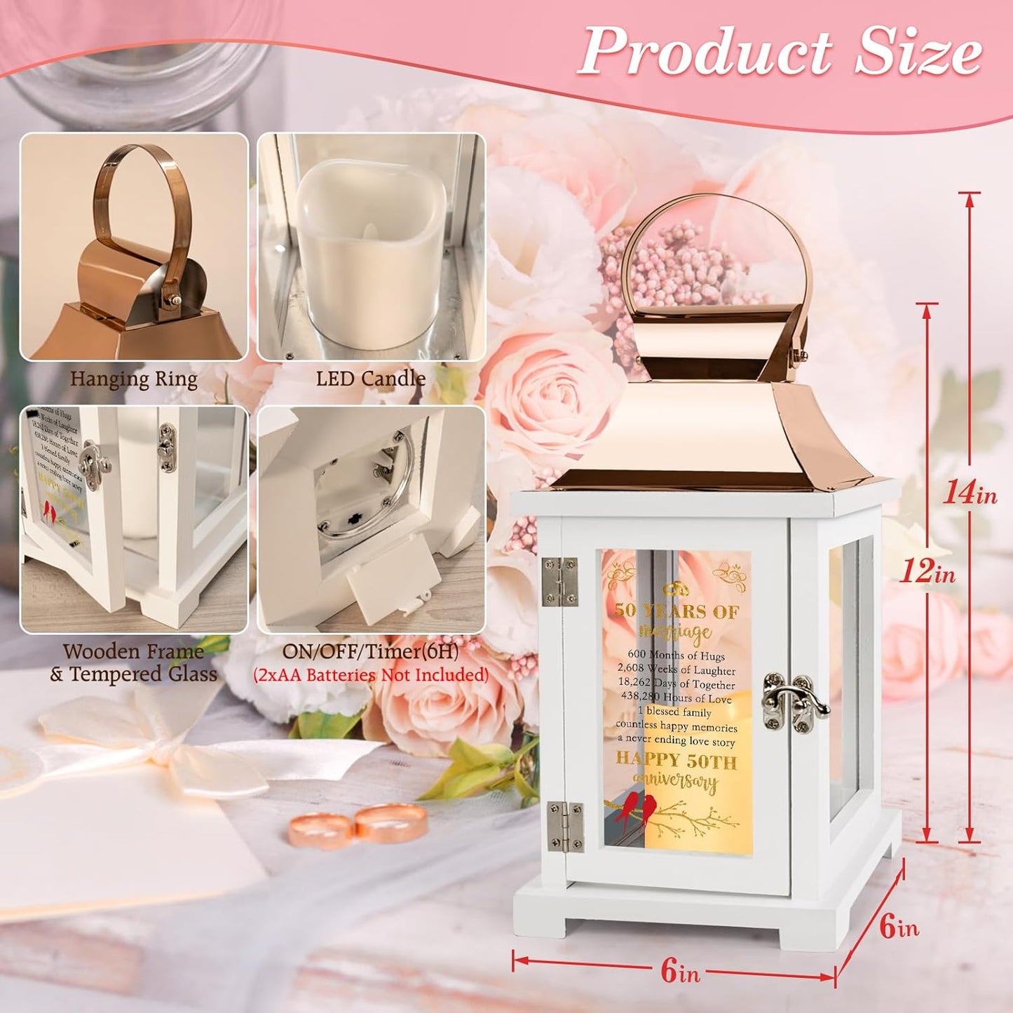 50th Wedding Anniversary Lantern 50th Anniversary Wedding Gifts for Couple Parents Grandparents Husband Wife