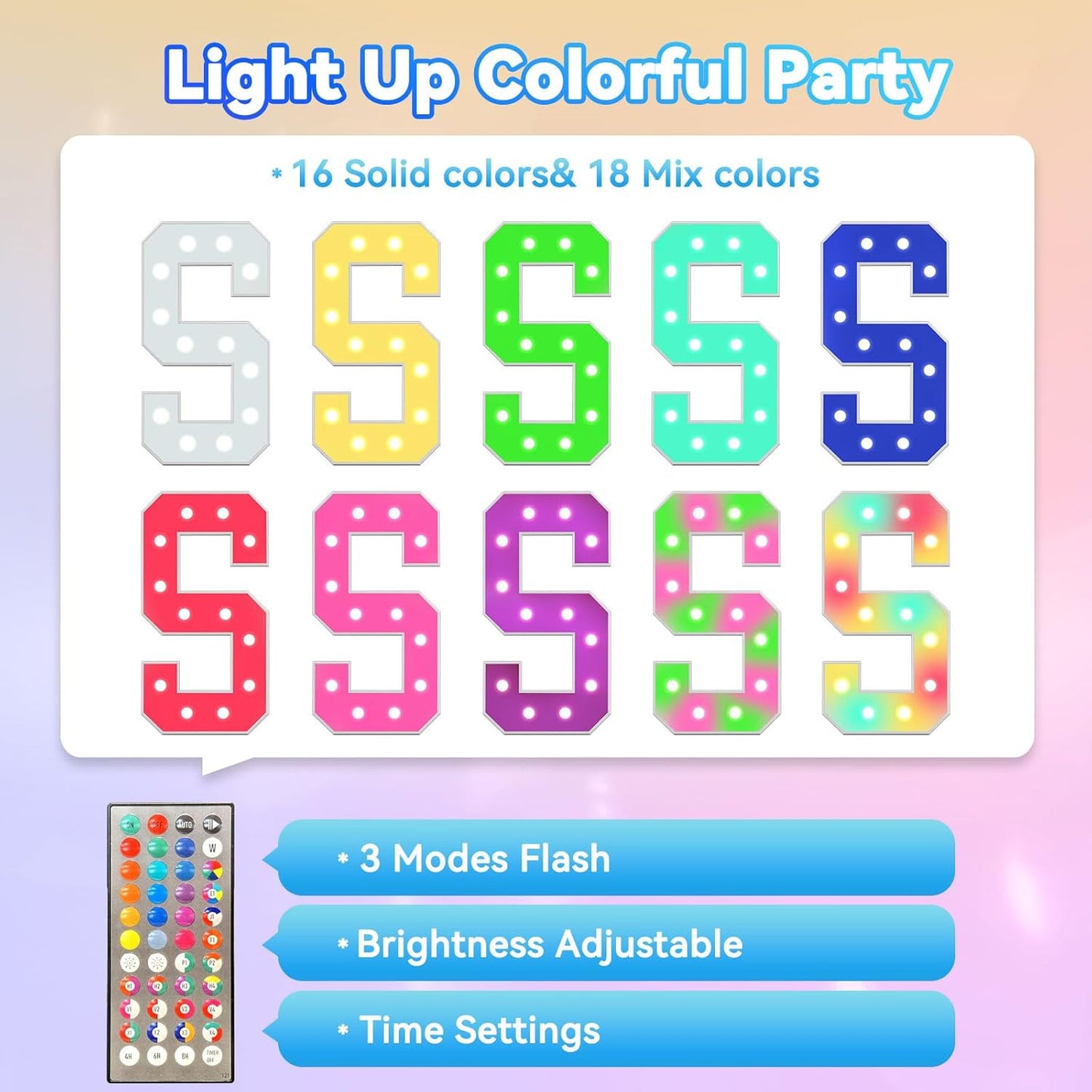 Ledido 4FT Marquee Light Up Letters, 34 Colors Changing Marquee Letter 4 Feet Tall with Remote, Big Letters for Party Wedding Graduation Birthday Decorations, Large Light Up Letter F