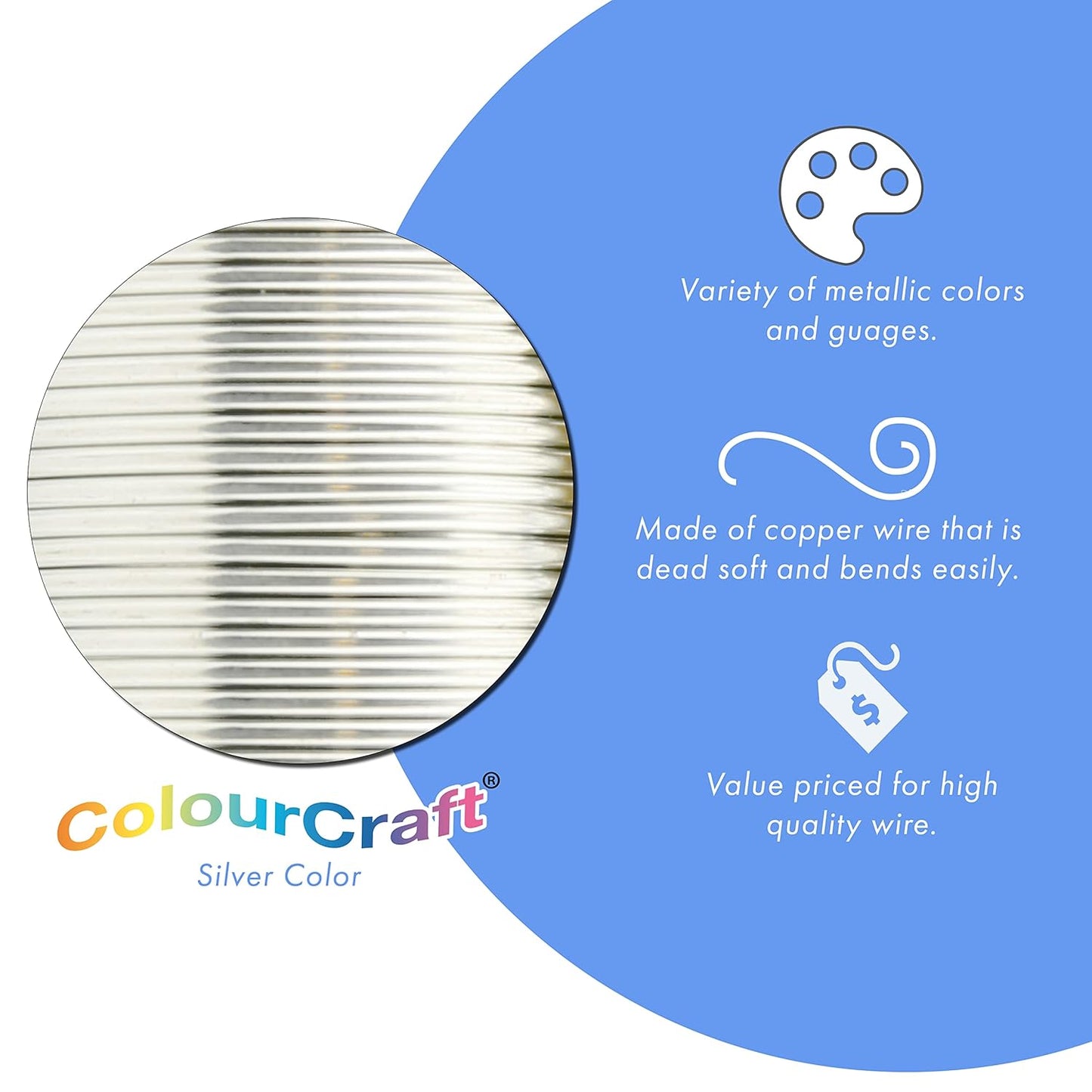 Beadalon ColourCraft Wire, 20 Gauge, Silver Color, 15 yd Spool