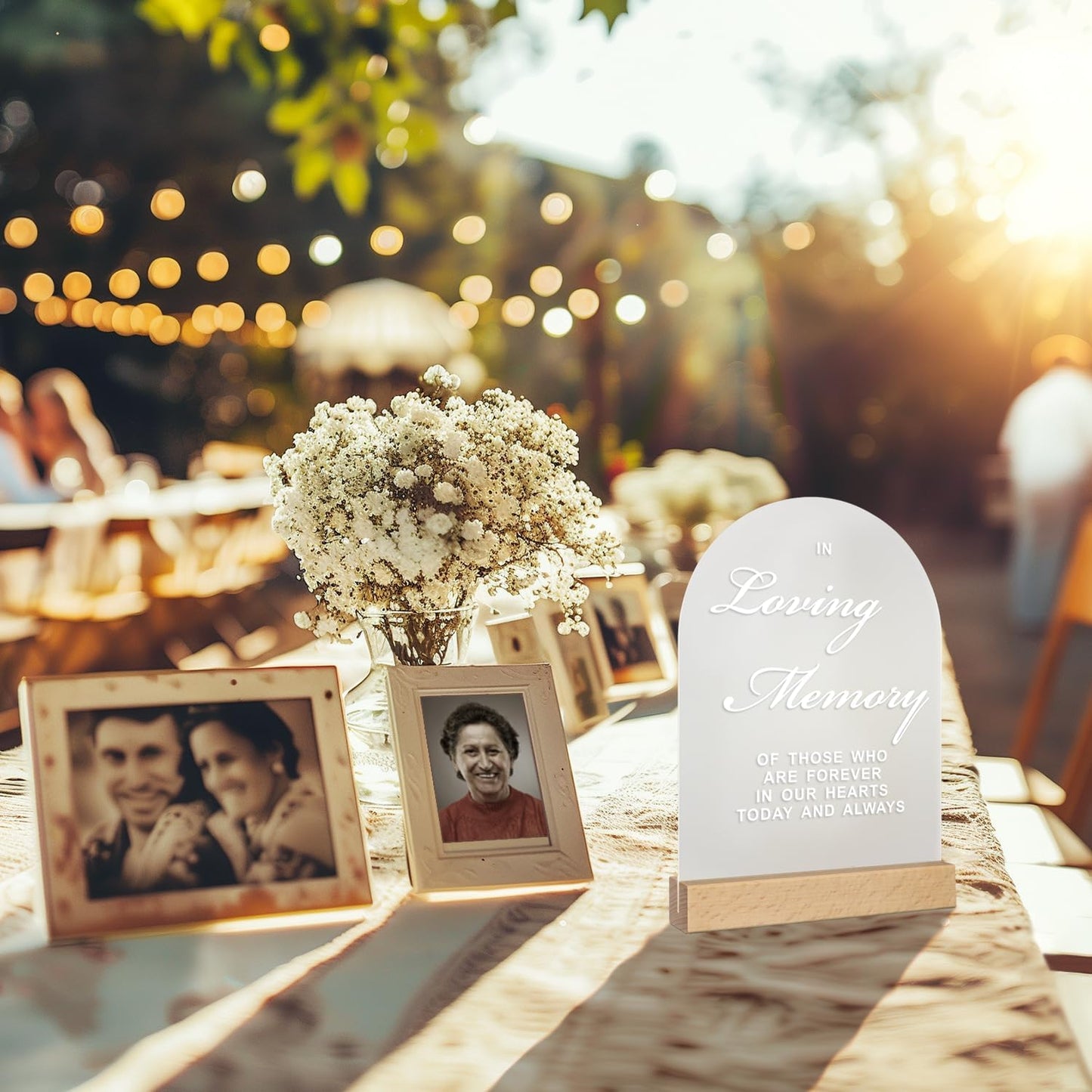 In Loving Memory Wedding Sign for Memory Table, Acrylic Wedding Signs with Wood Stand, 5x7" Frosted Arch Wedding Essentials Stuff, Perfect Memory Table Sign for Wedding, Party, Anniversary, Event