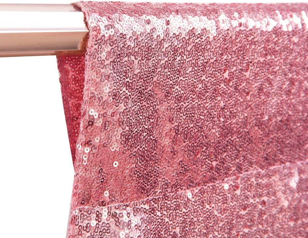Poise3EHome 6Ft x 6Ft Fuchsia Pink Sequin Backdrop, Glitter Thick Satin Sequin Background Drapes, Sequence Backdrop for Wedding Party Holiday Festival Decor