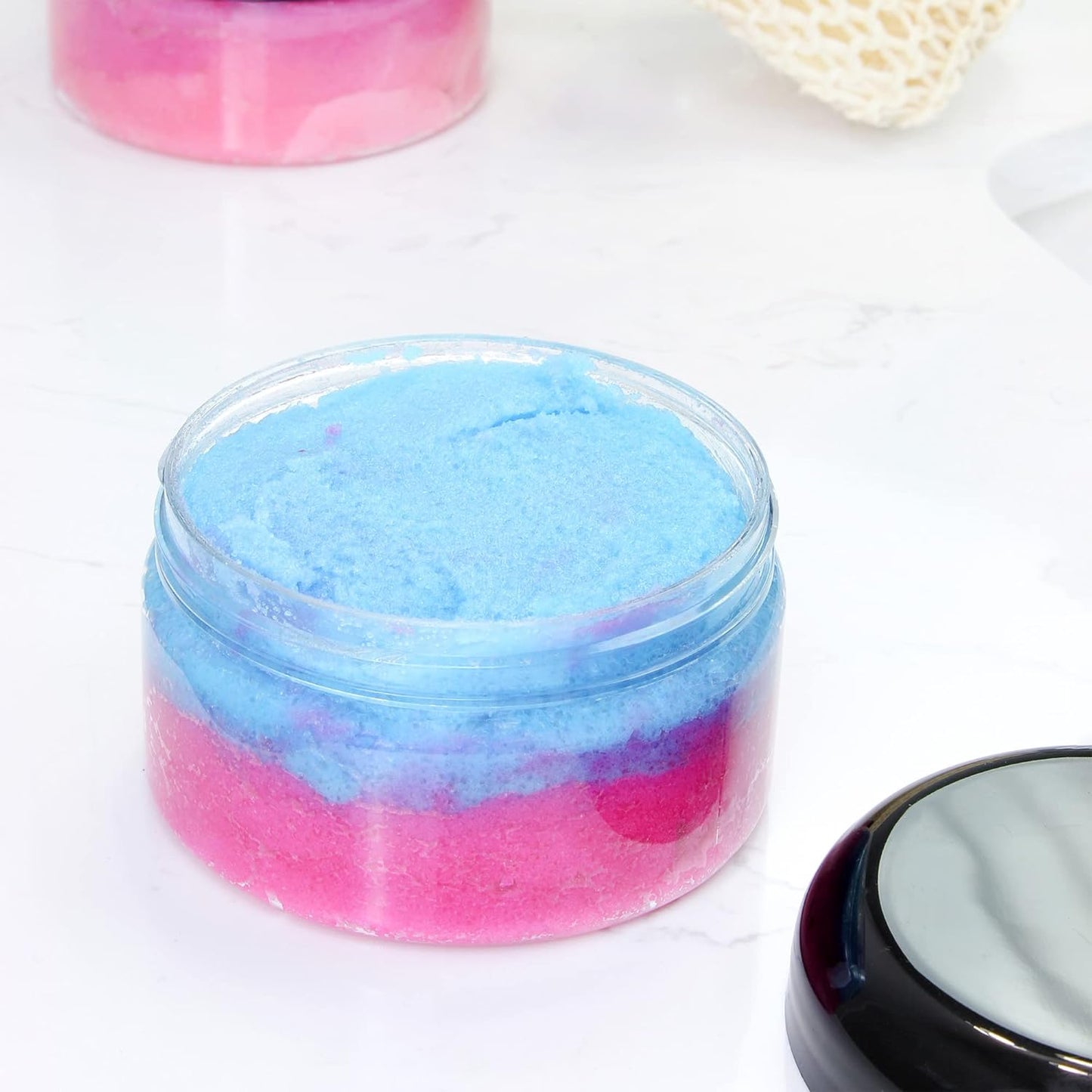 Cornucopia Brands 8oz Clear Plastic Jars w/Black Plastic Lids (6-Pack); BPA Free PET Stackable Containers for Bathroom & Kitchen Storage & Cosmetics