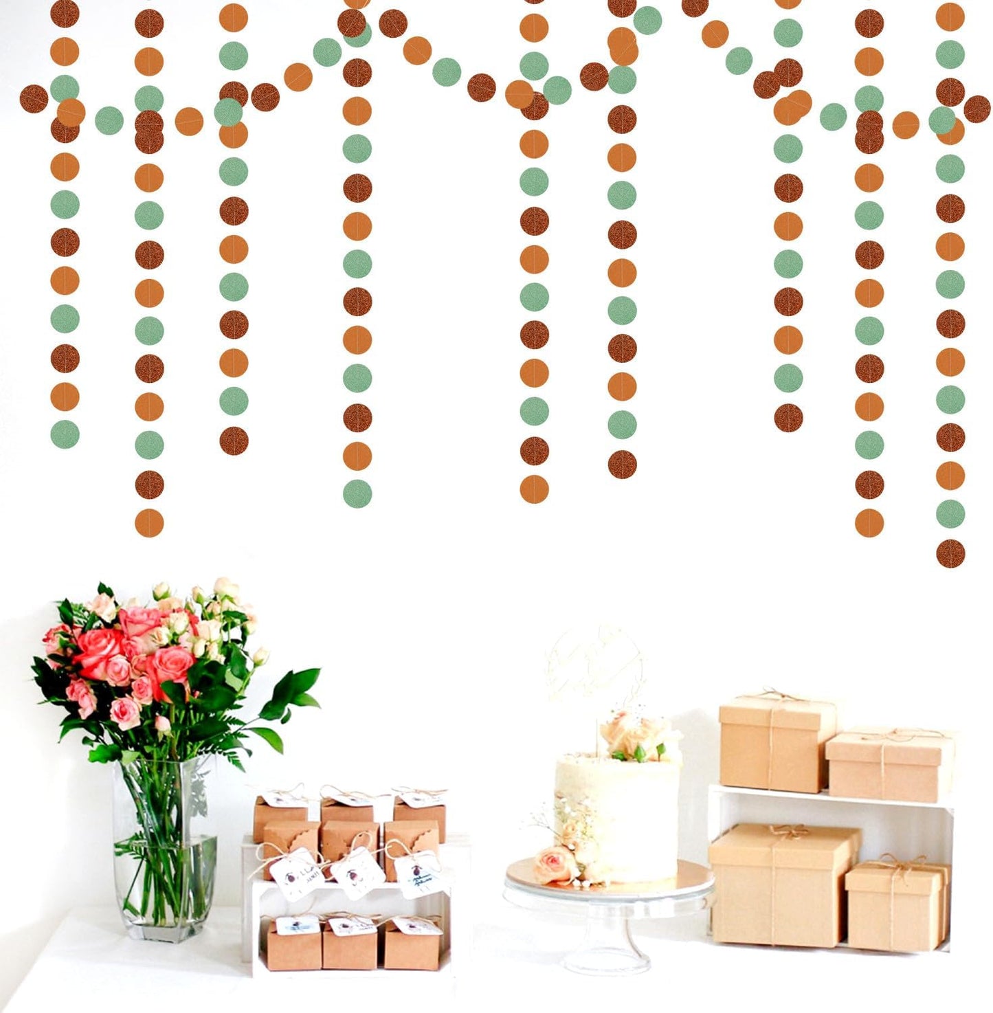 Boho Sage-Green Brown Party-Decorations Streamers-Garland - 52ft Fall Woodland Safari Baby Shower Hanging Paper Banner,Rustic Wedding Birthday Garden Neutral Jungle Halloween ThanksgivingDecor Hugfond