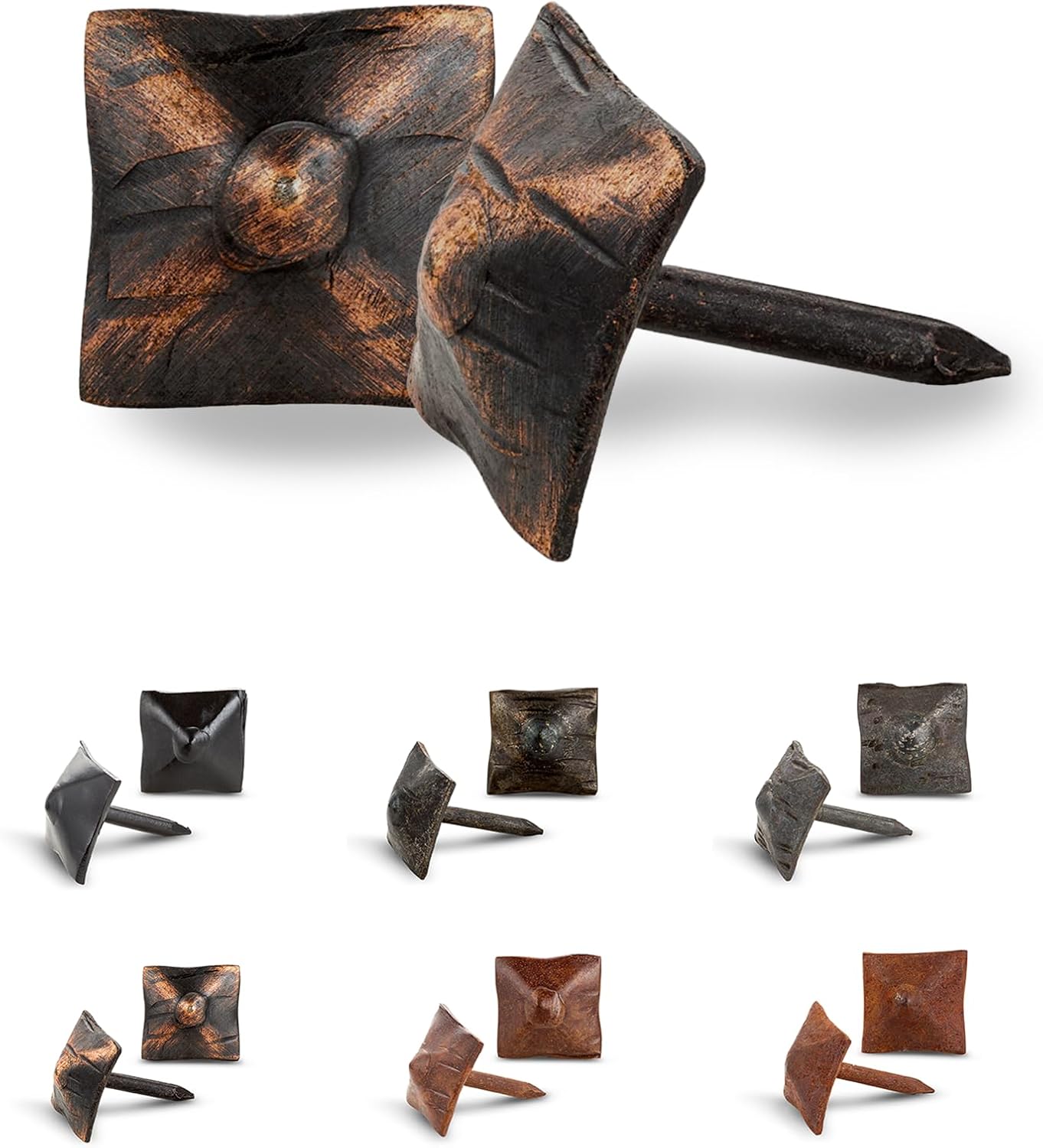 50 Pack 0.75" Square Head Iron Clavos Decorative Nails – Oil Rubbed Bronze – Handmade Rustic Square Fasteners for Farmhouse Shutters, Barn Doors, Shutters, Gates – Ornamental Wood Accent