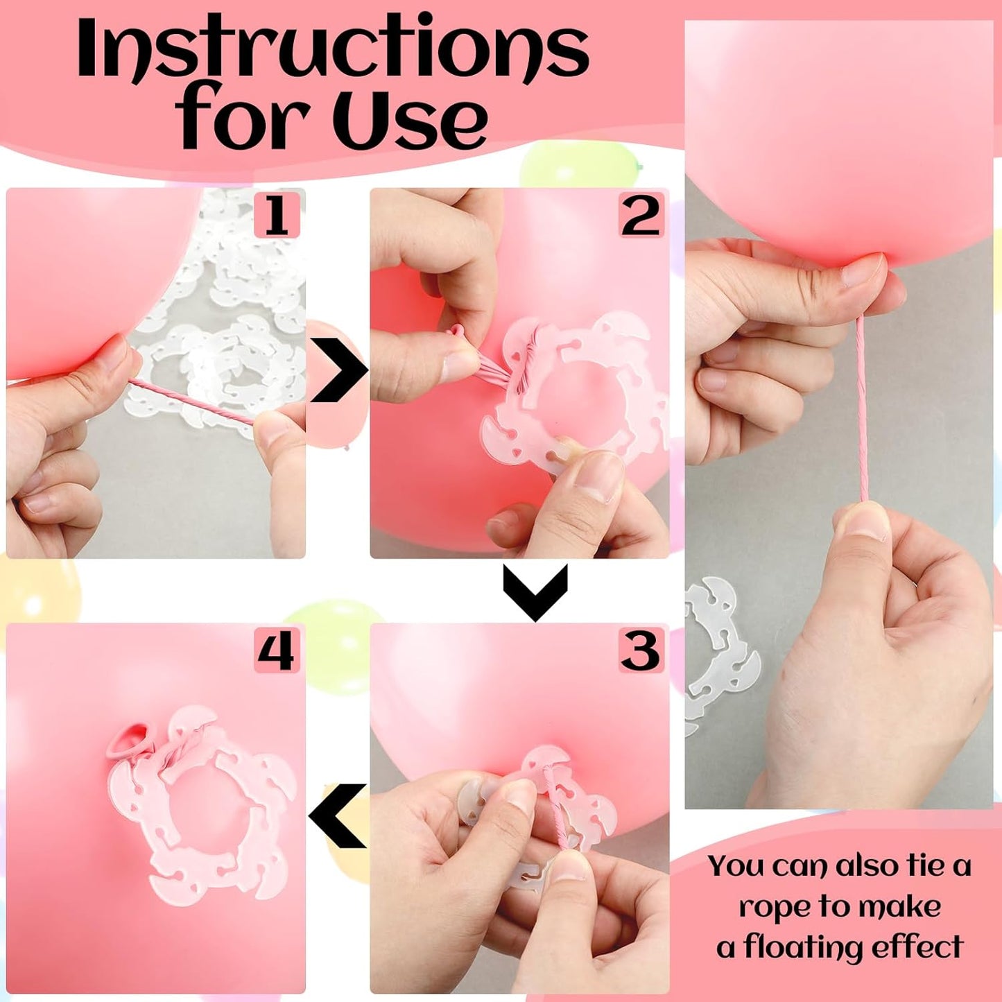 Syhood 200 Pcs Balloon Clips for Balloon Arch Flower Shaped White Bracket Buckle Connectors Clip Holders for Quick Knotting Birthday Wedding Baby Shower Party Decoration