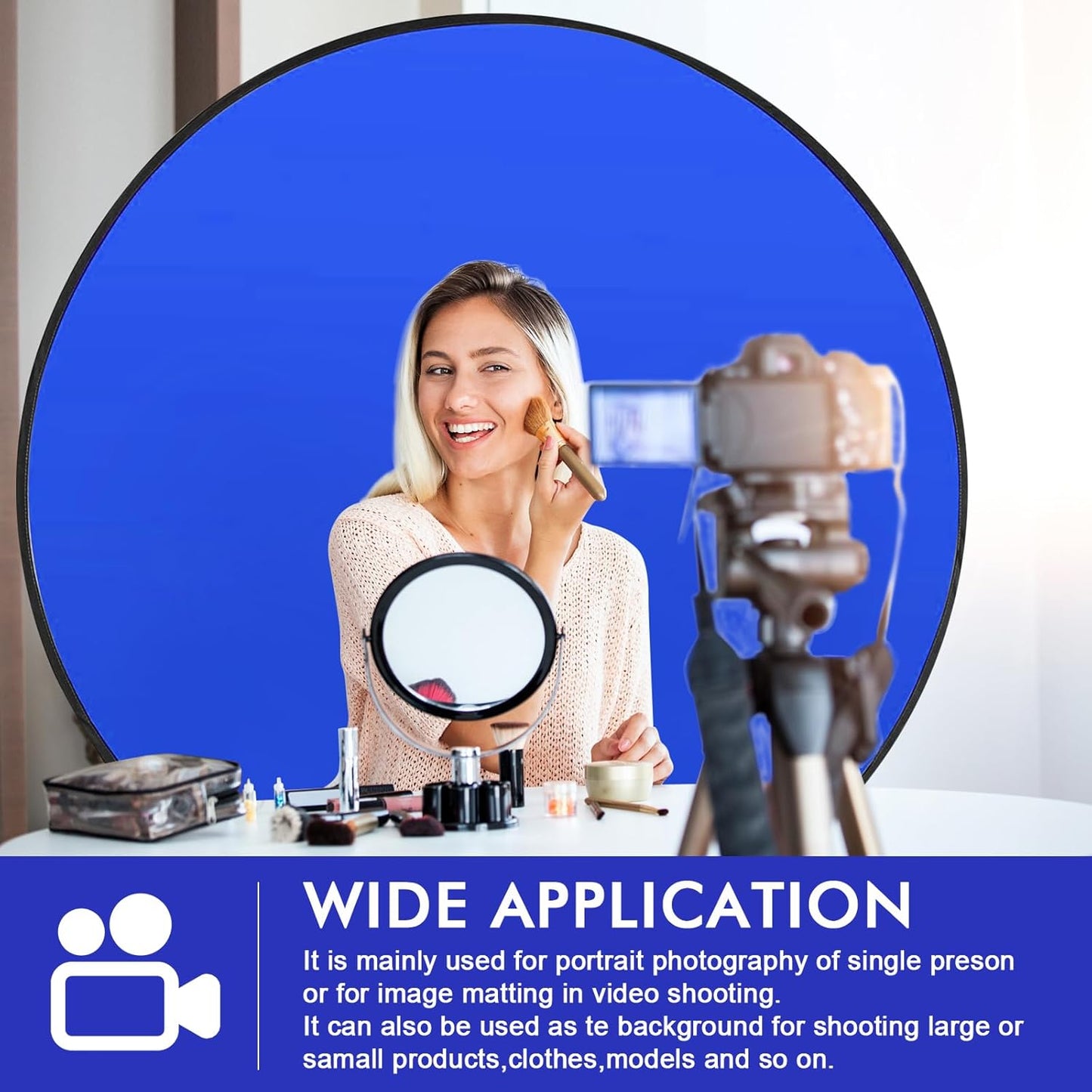 Portable Blue Screen Chair, 57 in BlueBackdrop with Stand Double Sided Foldable Screen Background, Chroma Key, Blue Backdrop for Chair Photography Streaming Gaming Photo Zoom Video Chats and Meeting