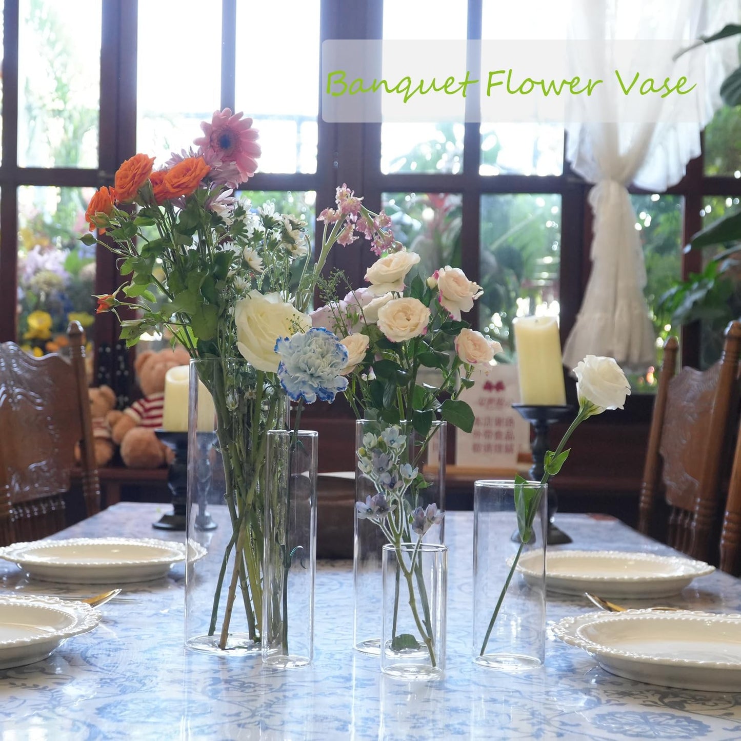 30pcs Glass Vase for Centerpieces, 4,6,7.5,8,10 inch Tall Clear Cylinder Flower Vase Bulk Floating Candle Holder for Wedding Table Home Décor and Party