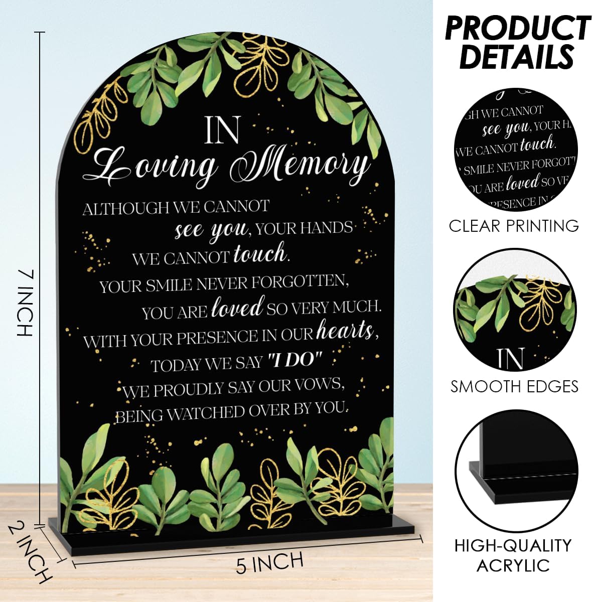 Black In Loving Memory Wedding Sign, In Memory Wedding Sign for Engagement Bridal Shower Decor fo Ceremony Reception, Weddings Table Acrylic Sign