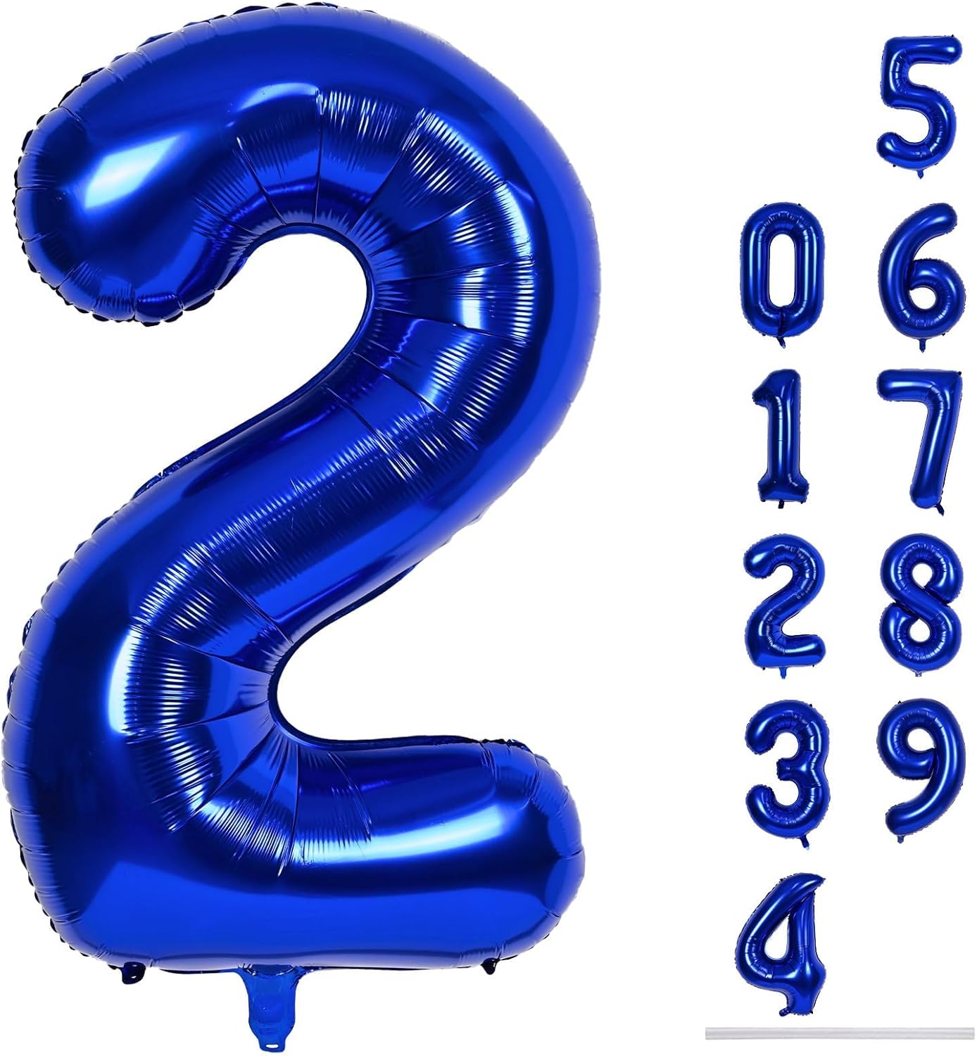 40" Balloon Number 2 Navy Blue, Large Dark Blue Foil Number Balloons Set 0-9, Royal Blue 2 Helium Balloons for Boys 2nd 12th 20th Birthday Anniversary Graduation Party Decoration Supplies