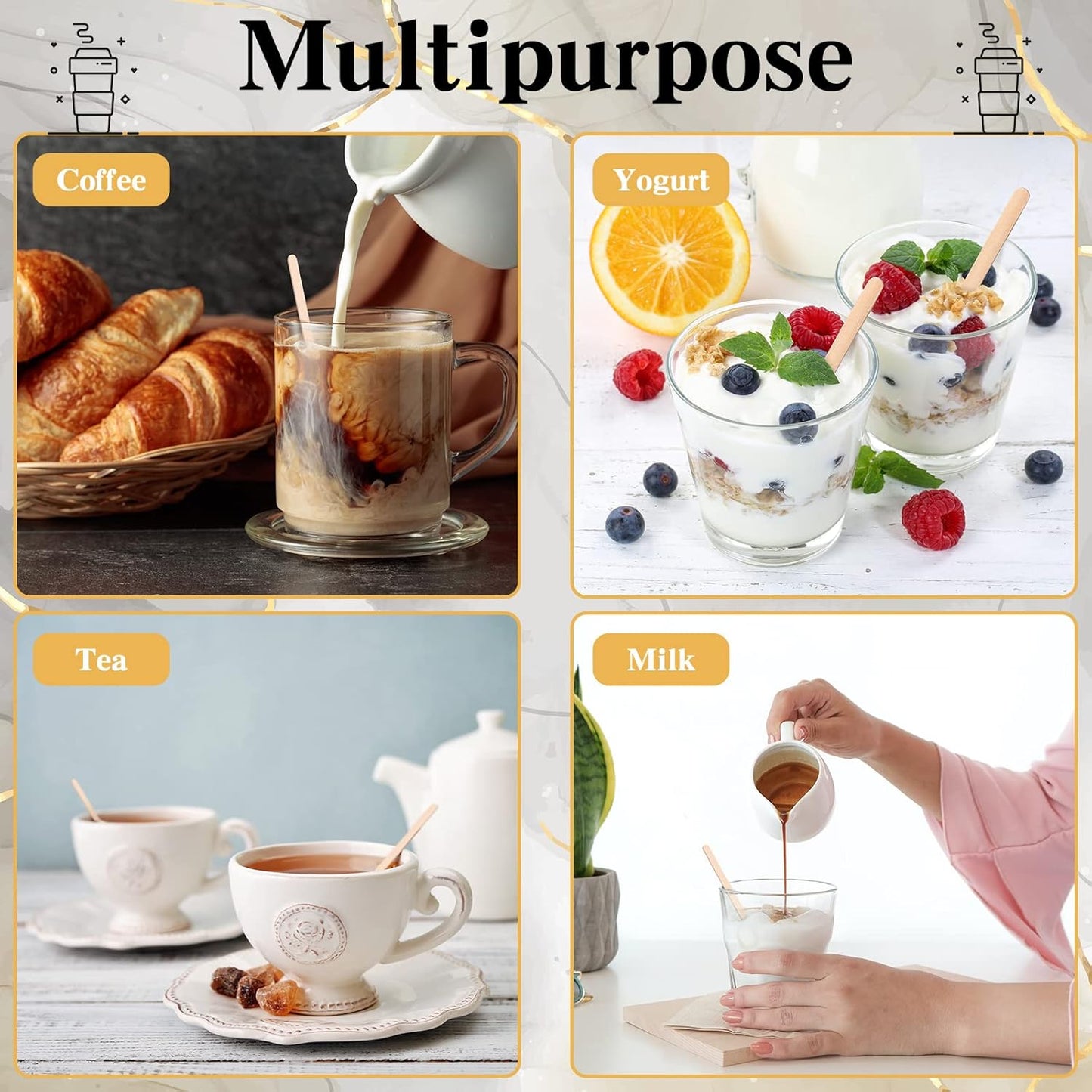 2000 Pcs Individually Wrapped Wooden Coffee Stirrers, Disposable Coffee Stir Sticks Round End Sticks Bulk Wood Stirrers for Cocktail Hot Drinks Restaurant Bar Home Office (5.5 Inch)