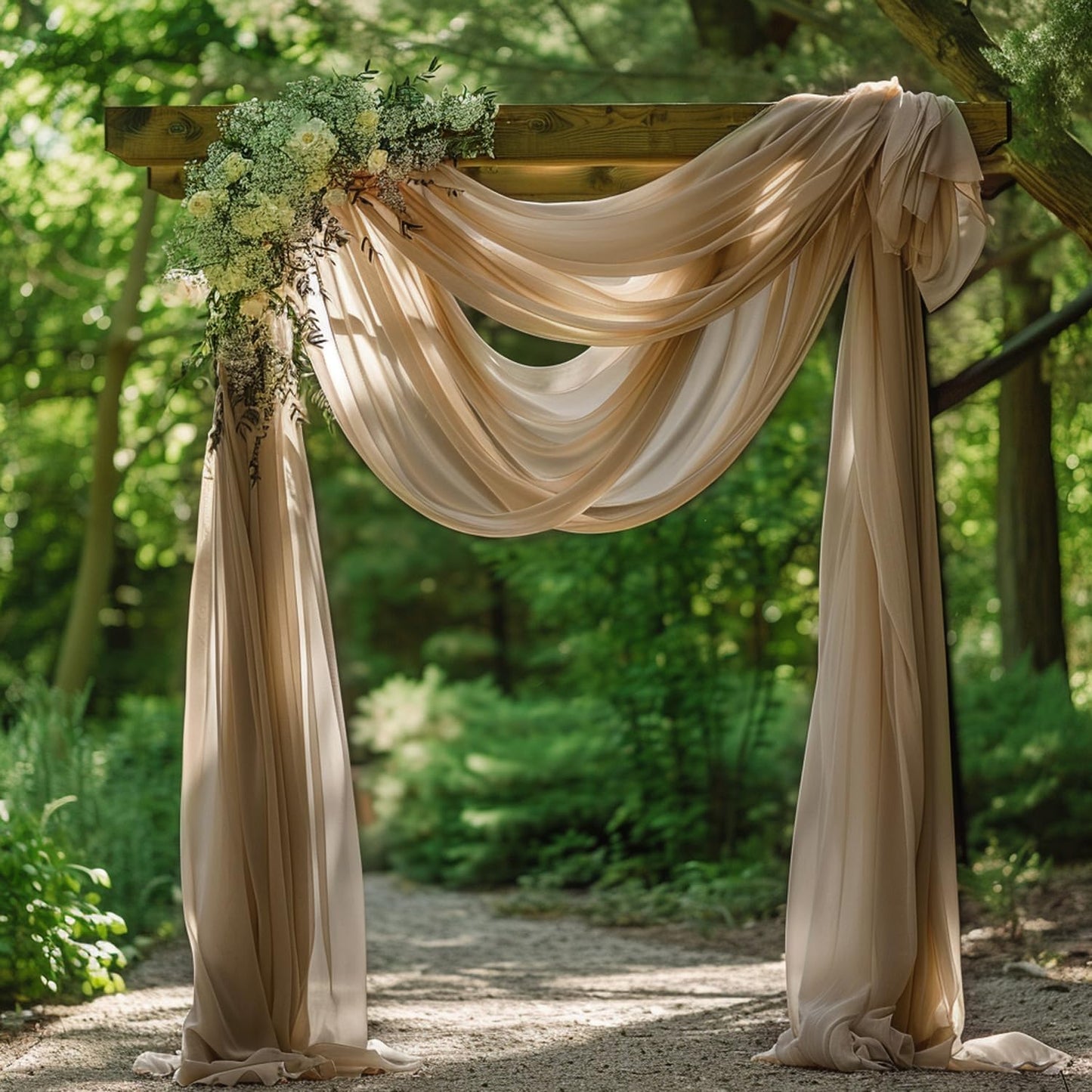 Wokceer Nude 6 Panels 28.7" x 20FT Sheer Fabric Drapes Backdrop Arch Draping Fabric for Wedding Ceremony Birthday Party Bridal Shower Decoration