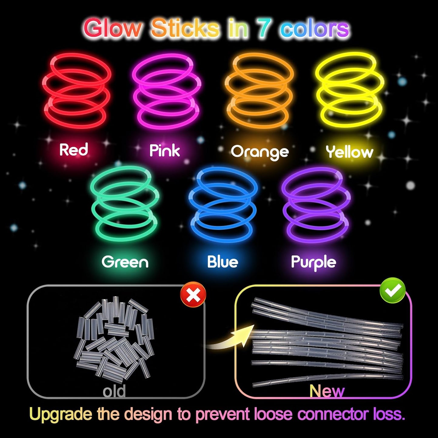 Halloween Glow Sticks Bulk Party Pack- Ultra Bright 500pk Glow in the Dark Party Favors, Glow Decorations, Neon Party Glow Necklaces and Glow Bracelets with Connectors