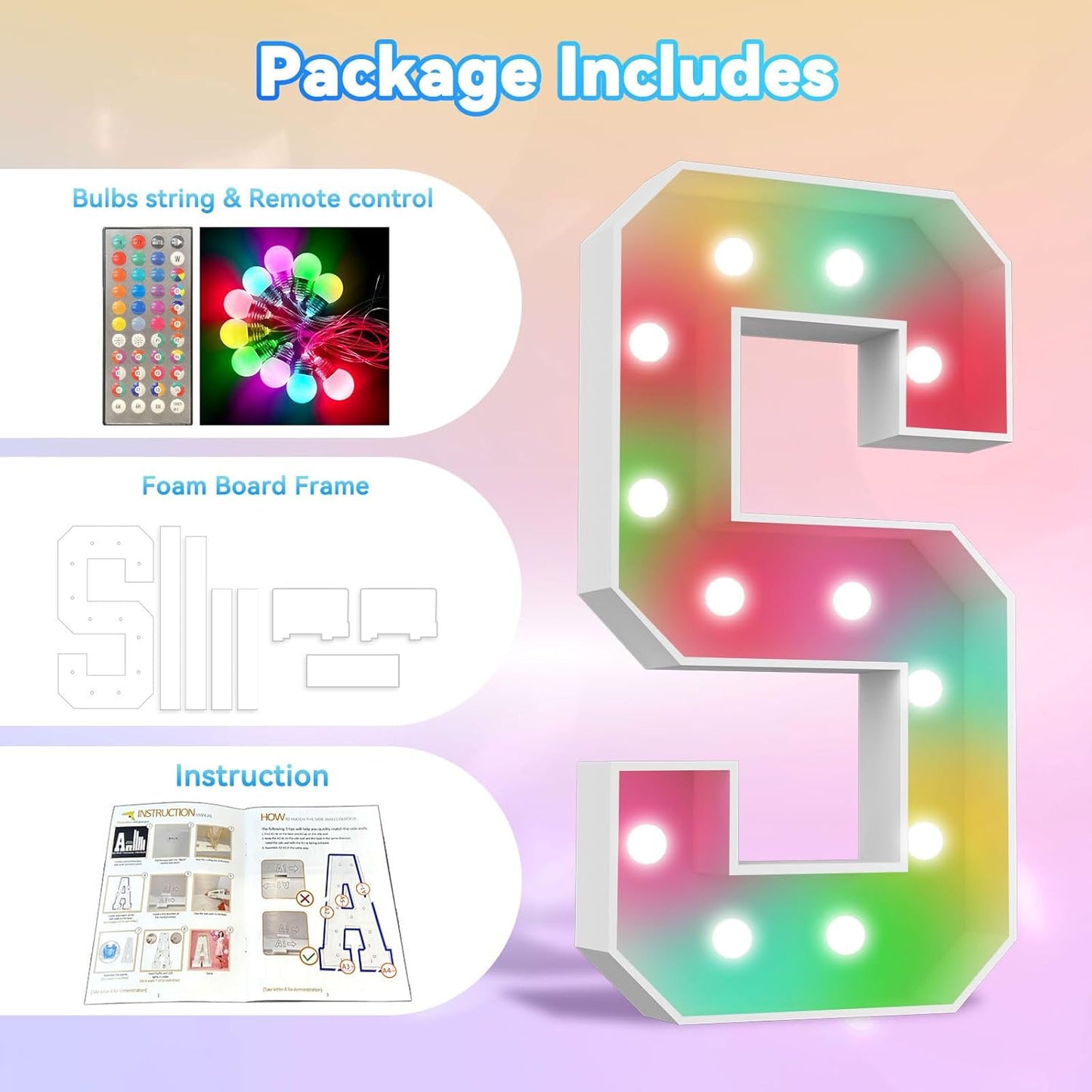 Ledido 4FT Marquee Light Up Letters, 34 Colors Changing Marquee Letter 4 Feet Tall with Remote, Big Letters for Party Wedding Graduation Birthday Decorations, Large Light Up Letter R