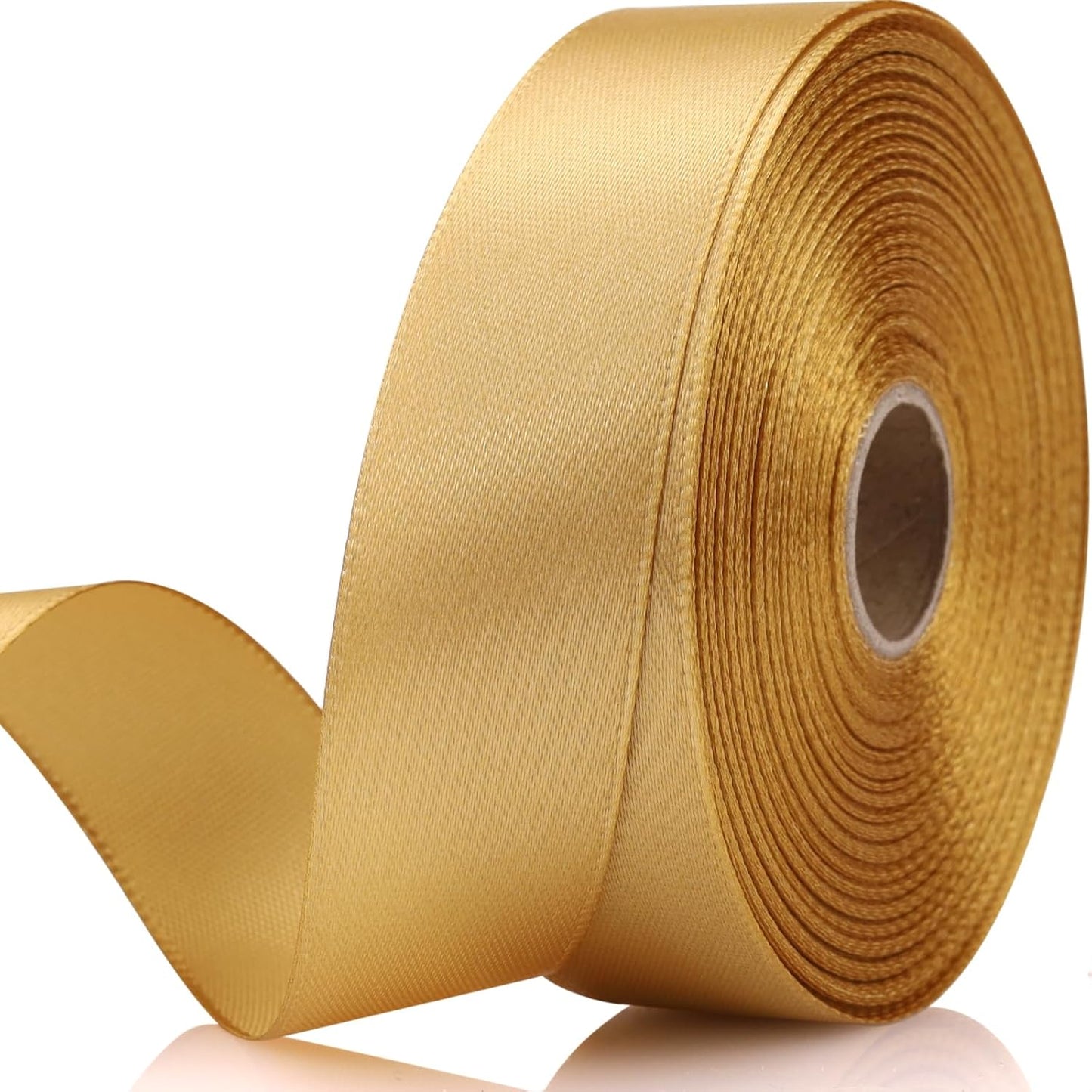 Champagne Gold Ribbon 7/8 Inch 30 Yards Satin Craft Ribbon-Single Face Polyester Ribbon for Handmade Roses,Gift Wrapping,Timeless Flower,Bouquets,Wedding and Party Decoration