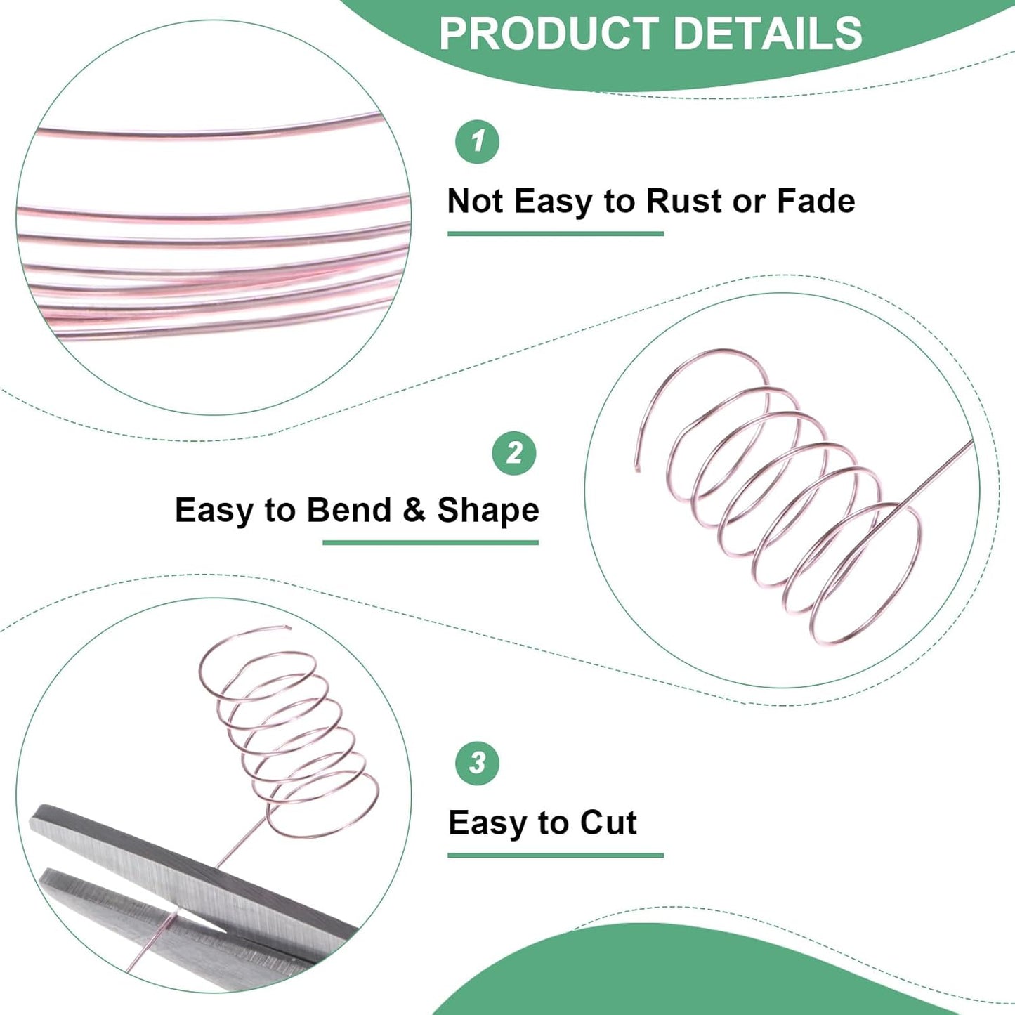 0.4mm Jewelry Wire, 26 Gauge 328FT Craft Wire Copper Beading Wire for Jewelry Making/Planting/Weaving/DIY Crafting, Soft Metal Wires [100M, Rose Golden]