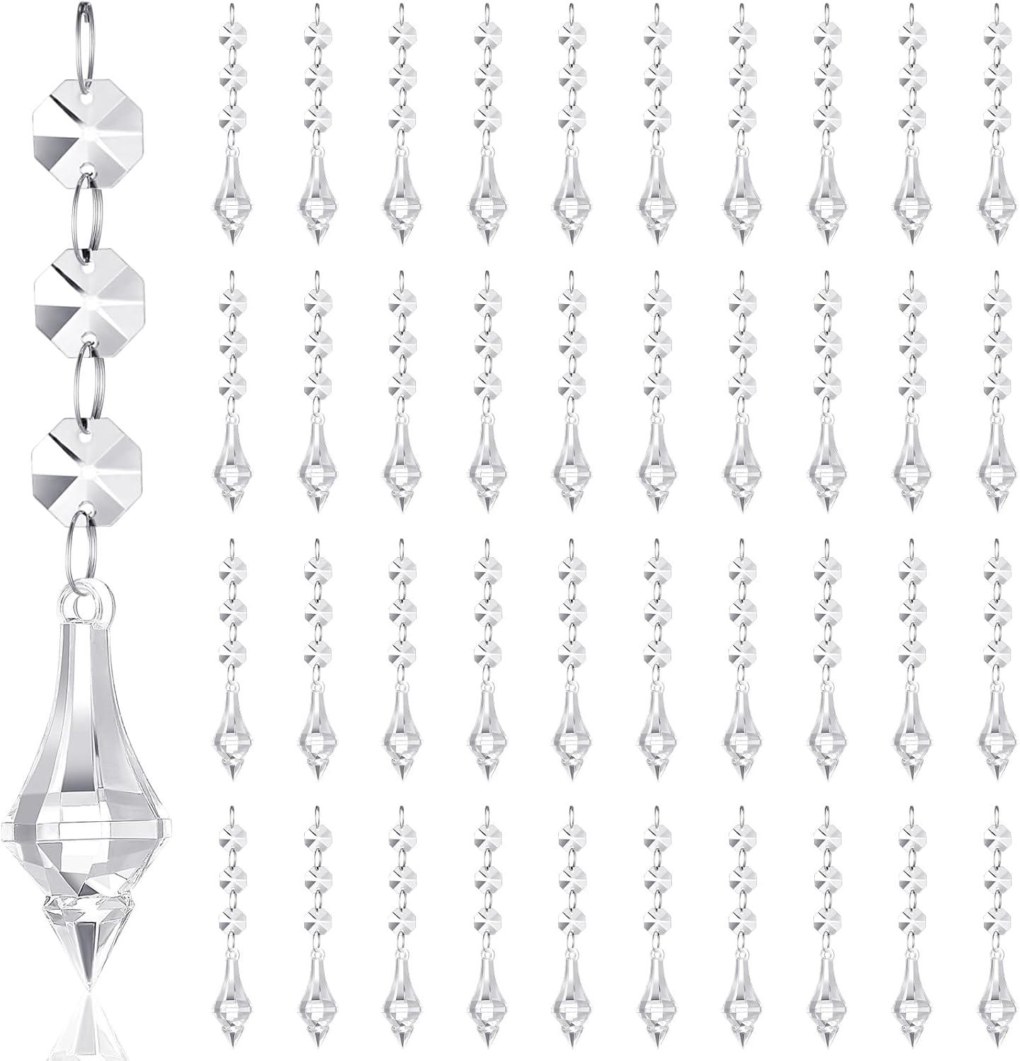 Nuenen 100 Pcs Hanging Crystals for Centerpieces Acrylic Chandelier Garland Beads Strands Prism Decorations Clear Teardrop Chandelier Crystals Pendant Wedding Home Garden Outdoor Ornaments(Lantern)