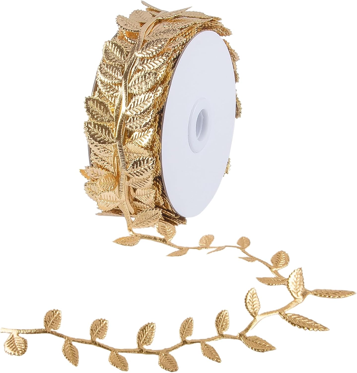 IHKFILAN 21.9Yards Gold Leaf Ribbon,Artificial Leaf Ribbon,Gold Leaf Trim for DIY Craft Garland Wrapping,Baby Shower Party,Wedding,Cake,Garland Hair & Home Decorations(Golden)