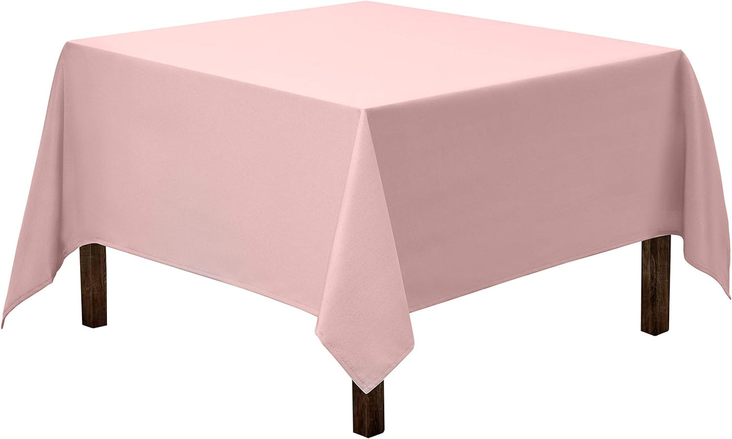 Gee Di Moda Square Tablecloth - 85 x 85 Inch Pink Table Cloth for Large Square or Round Tables - Heavy Duty Washable Fabric - for Buffet Table, Holiday Party, Dinner, Wedding & Baby Shower