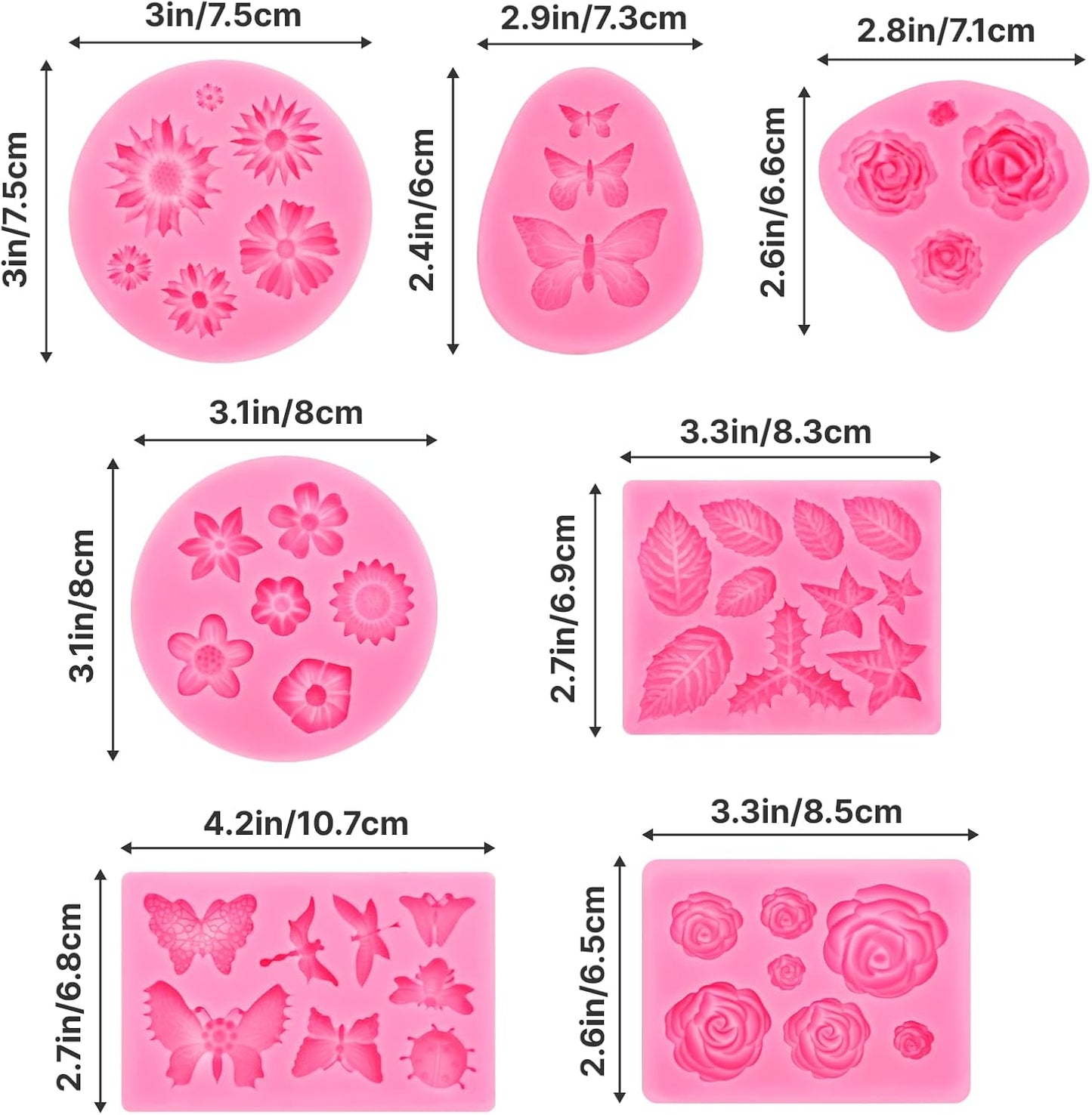 Flower Silicone Molds, Butterfly Silicone Molds Polymer Clay Mold Fondant Cake Mold for Cupcake Cake Decoration DIY Crafts