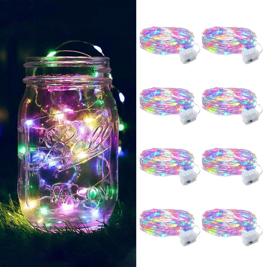 ZGWJ 8 Pack Fairy Lights Battery Operated, 7ft 20 Mini LED Fairy String Lights Silver Wire 3 Modes for DIY, Parties, Wedding, Bedroom, Halloween Christmas Decoration Multicolor