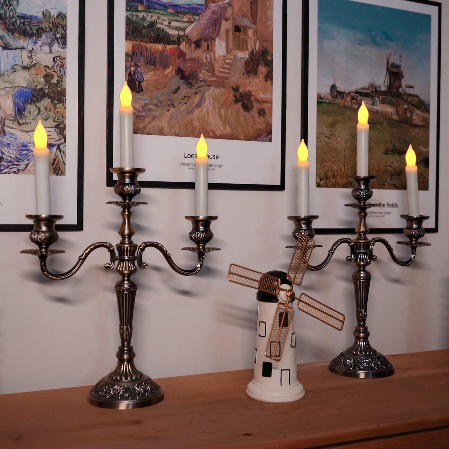 Homemory 12PCS Flameless LED Taper Candles Lights, NO Remote, Battery Operated Candlesticks with Warm Yellow Flickering Flame, 0.79 x 6.5 Inches Dripless Fake Floating Taper Candles