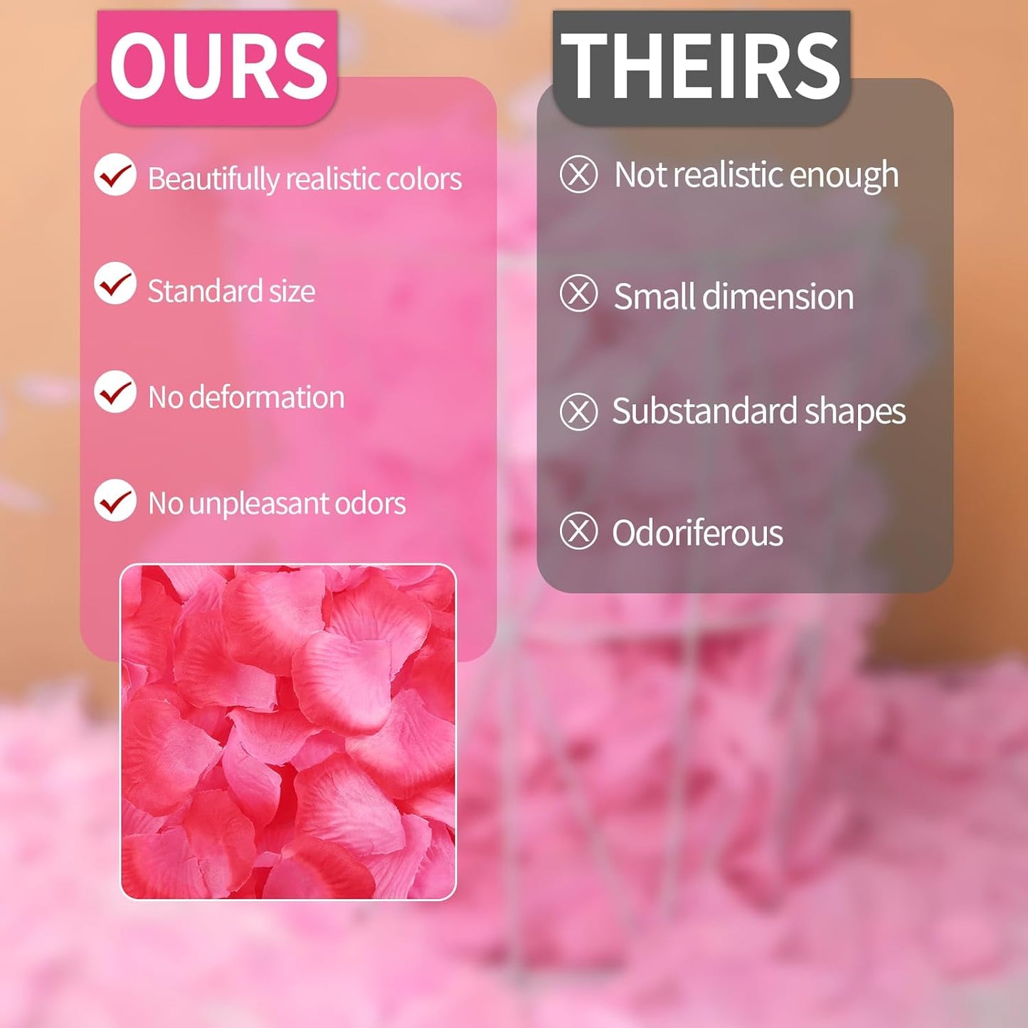 1000 Pcs Artificial Fake Rose Petals,Flower Petals for Romantic Night, Engagement, Party, Wedding, Event Flower Decorations, in Bulk(Peach Gradient)