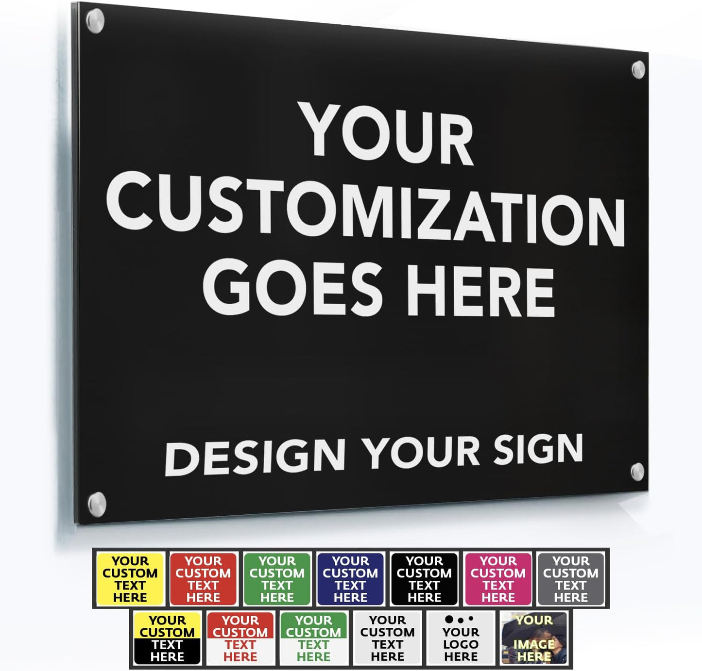 Custom Outdoor Metal Sign, Personalized Aluminum Safety and Business Sign, Waterproof (Black Background, White Aluminum, 14x10 In)