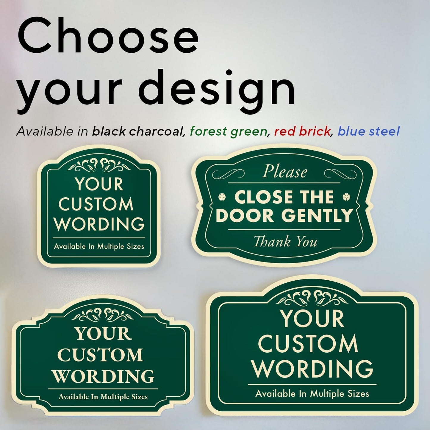 Custom Decorative Outdoor Metal Sign - Personalized Aluminum Driveway Sign, Waterproof, Made In USA - Design 1 Forest Green 42x28 In