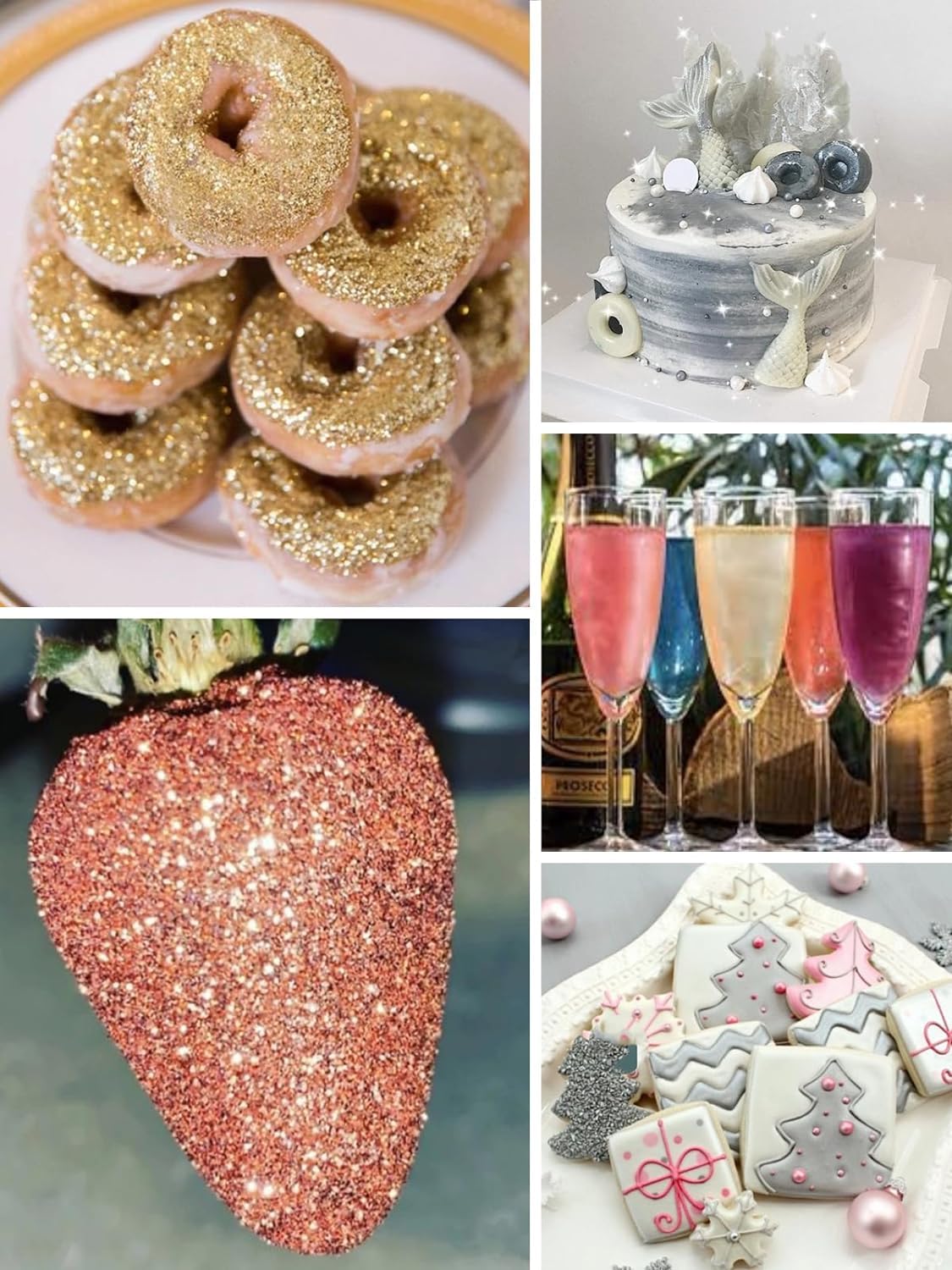 Shanlinly Gold Edible Glitter for Cakes Drinks - Food Grade 5g Shimmer Luster Glitter Dust Edible Glimmer Powders for Strawberries, Sprinkle on Sparkle, Chocolate, Cookie, Cupcake, Cocktail, Vegan