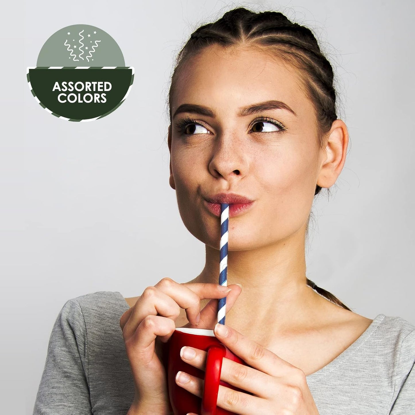 PAMI 250-Pack Compostable Paper Straws for Drinking, Assorted Colors Including Pink, Pfas- Biodegradable Sturdy for Coffee Juice Cocktails Parties